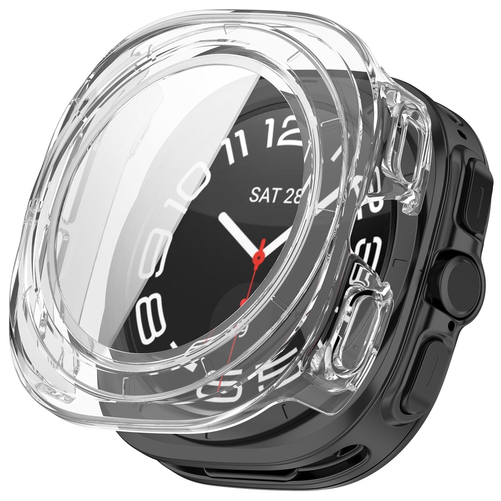 Schutzhülle mit Glas für Galaxy Watch Ultra 2 / 1, Bizon Case Watch Adamo, Transparent