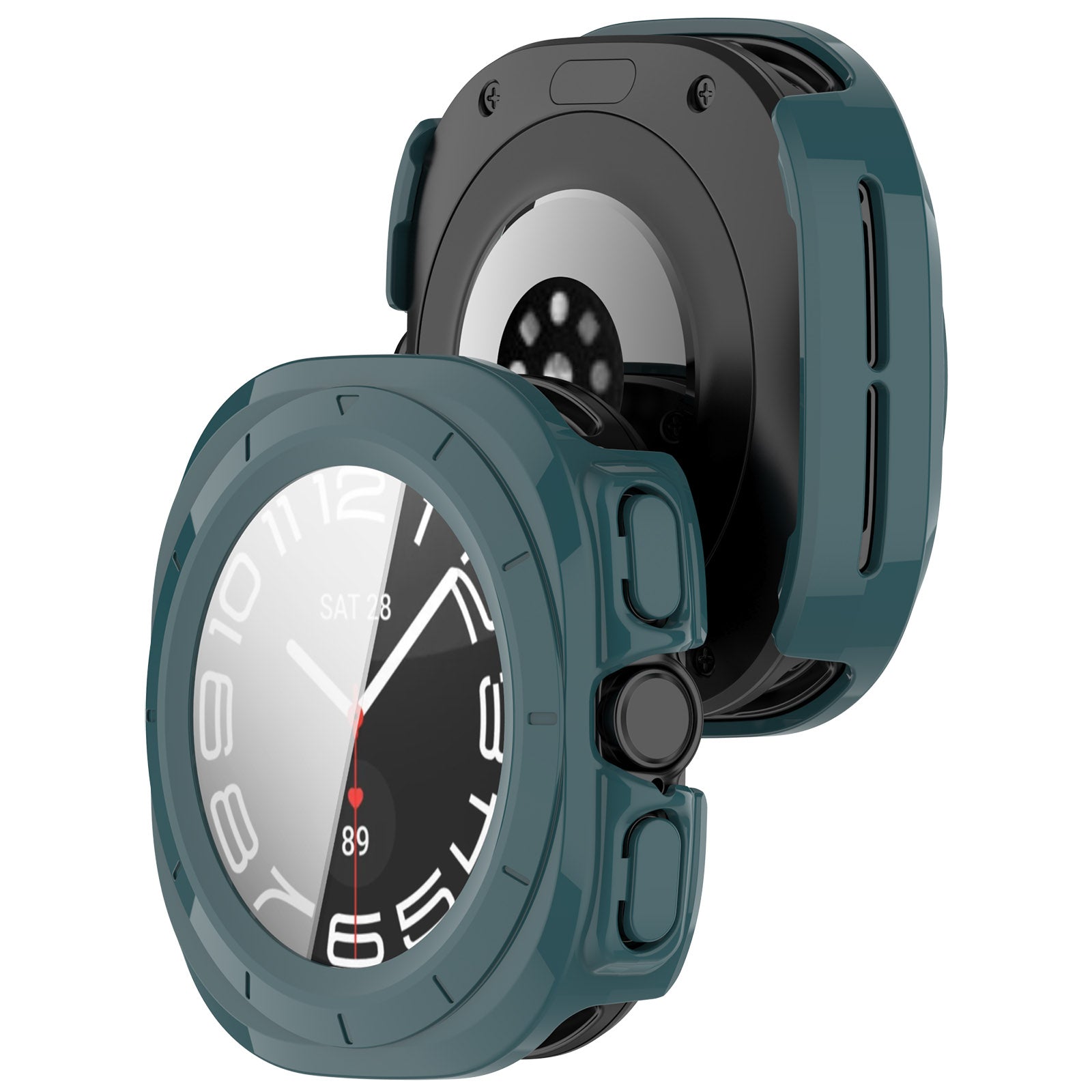 Schutzhülle mit Glas für Galaxy Watch Ultra 2 / 1, Bizon Case Watch Adamo, Grün