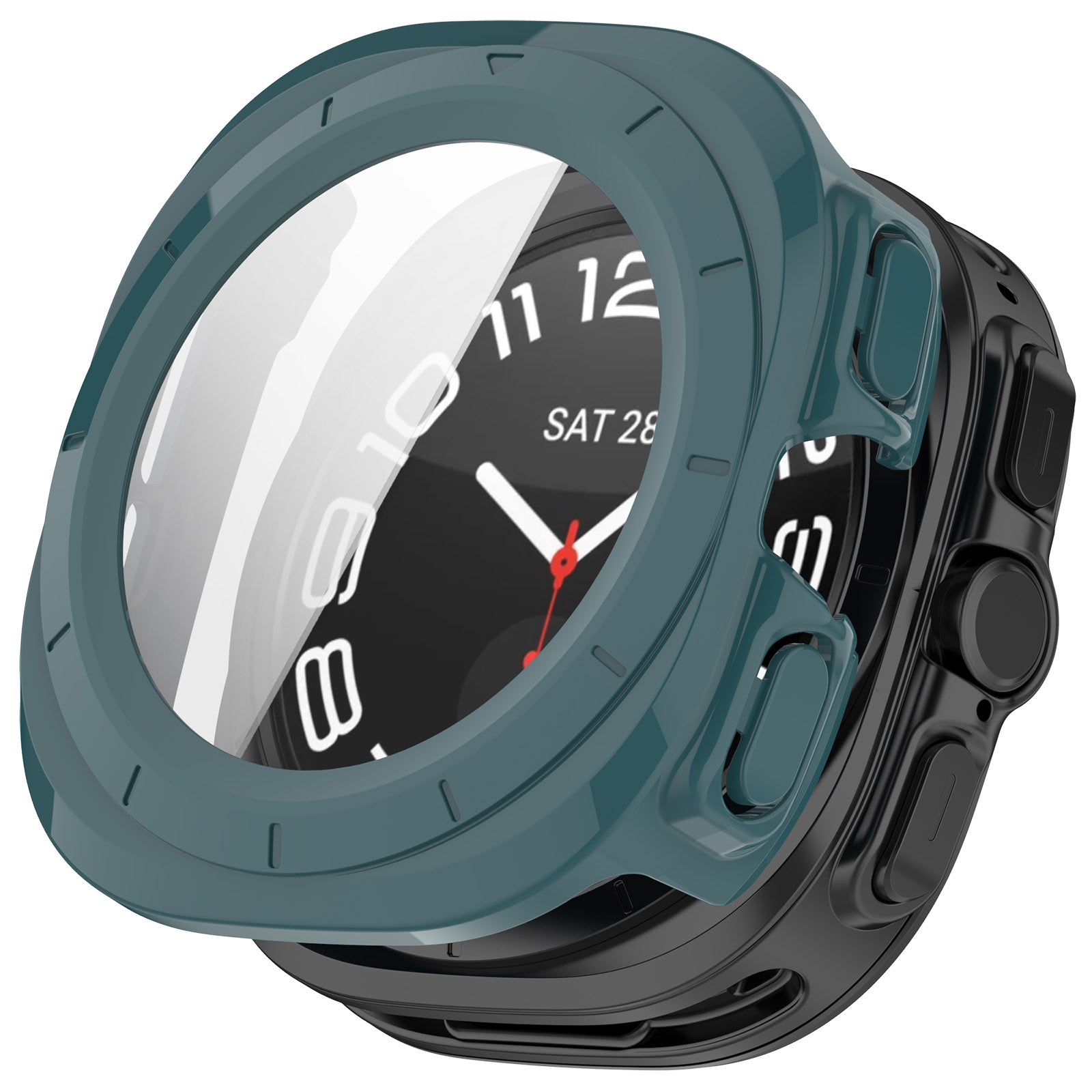Schutzhülle mit Glas für Galaxy Watch Ultra 2 / 1, Bizon Case Watch Adamo, Grün