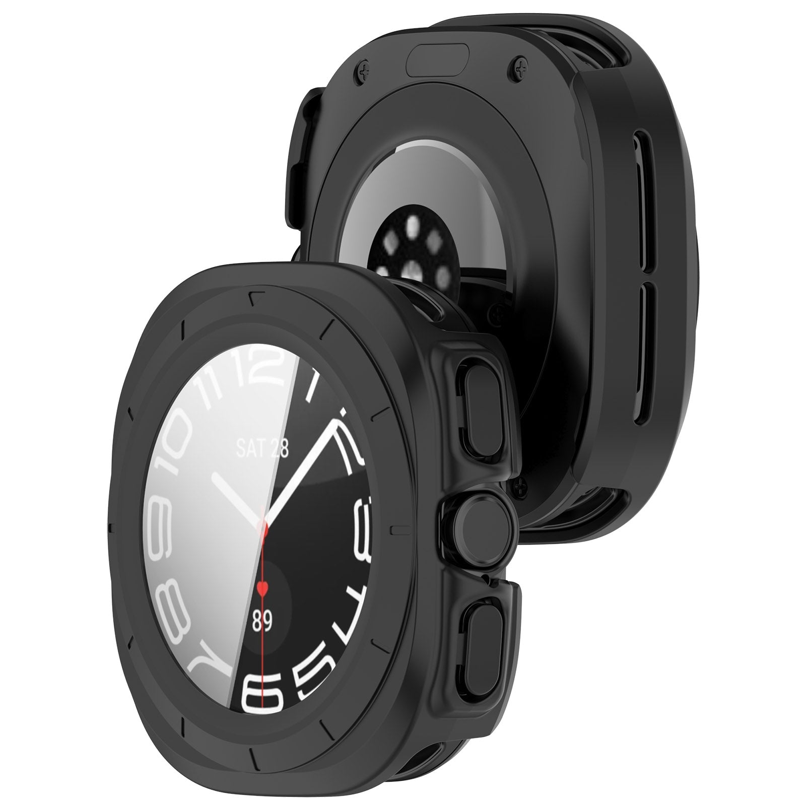 Schutzhülle mit Glas für Galaxy Watch Ultra 2 / 1, Bizon Case+Glass Watch, mattes Schwarz