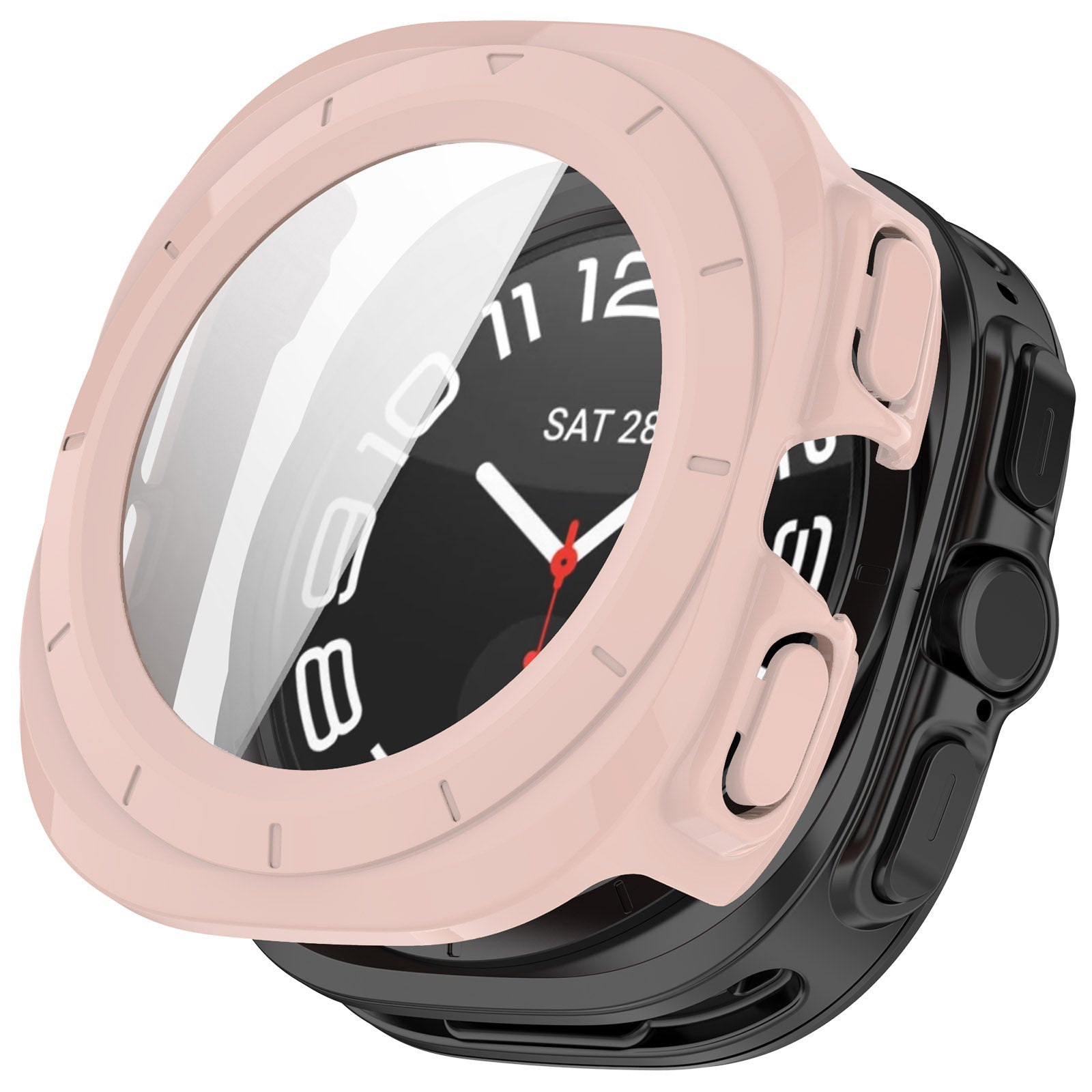 Schutzhülle mit Glas für Galaxy Watch Ultra 2 / 1, Bizon Case+Glass Watch, Rosa