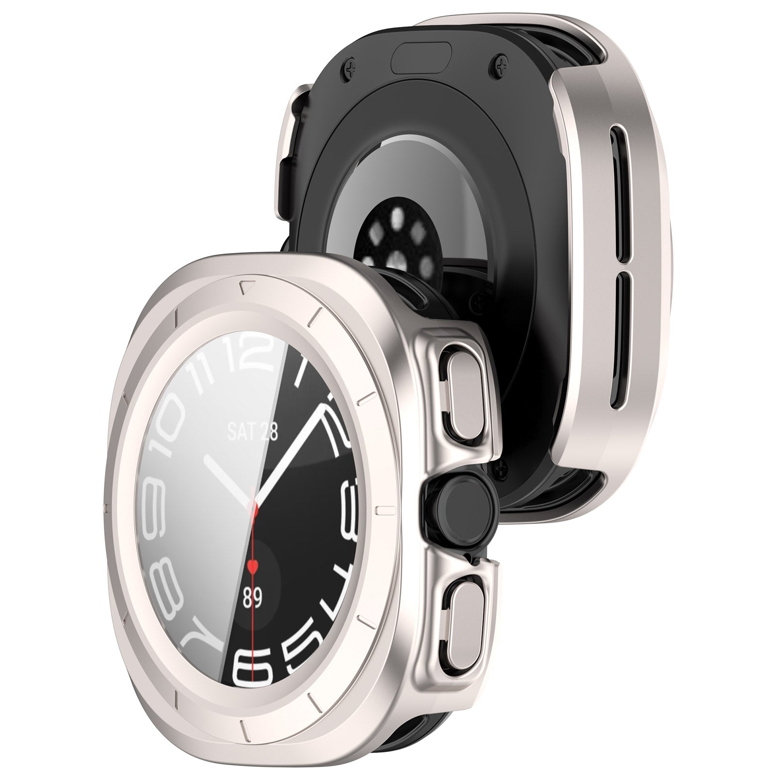 Schutzhülle mit Glas für Galaxy Watch Ultra 2 / 1, Bizon Case+Glass Watch, satiniertes Champagner