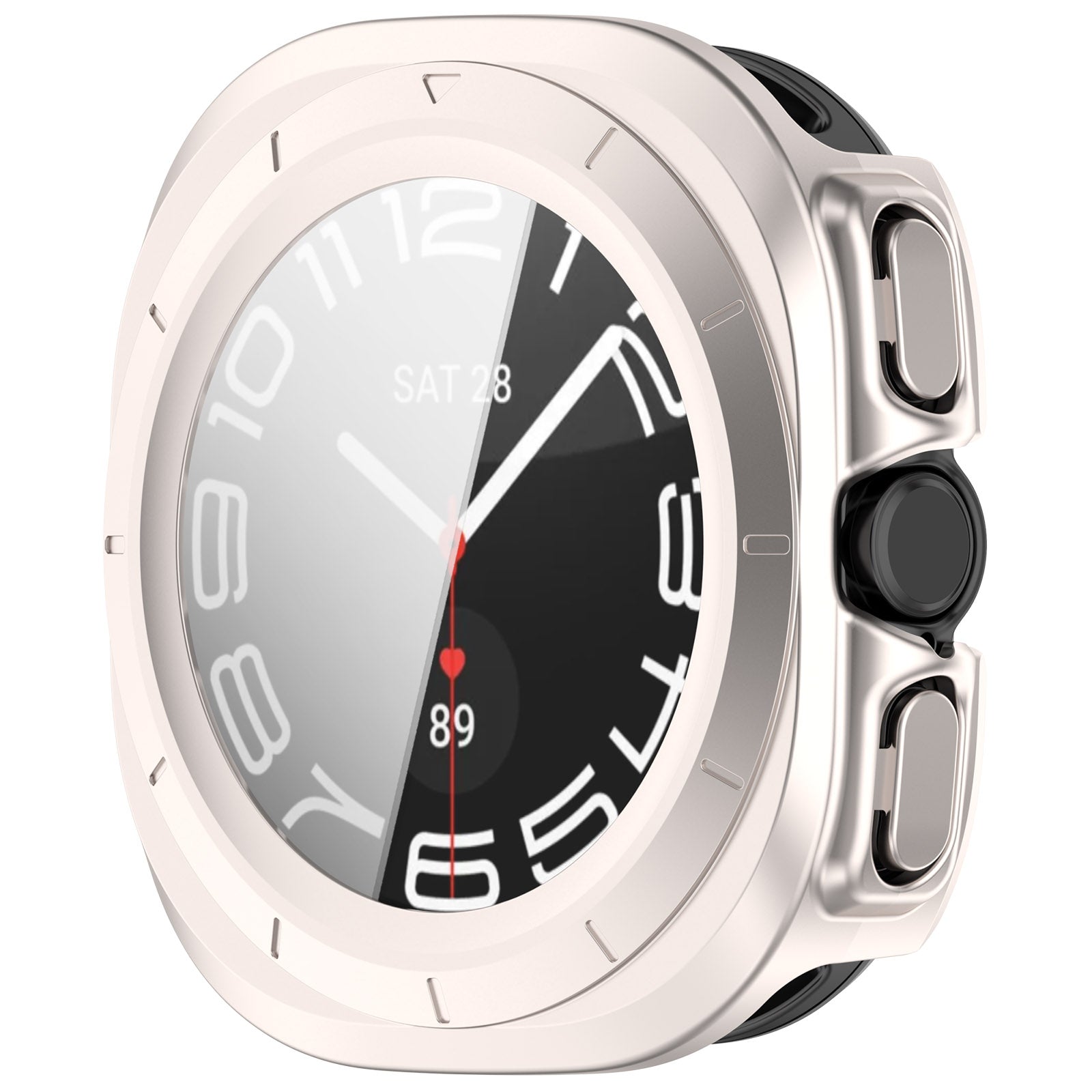Schutzhülle mit Glas für Galaxy Watch Ultra 2 / 1, Bizon Case+Glass Watch, satiniertes Champagner