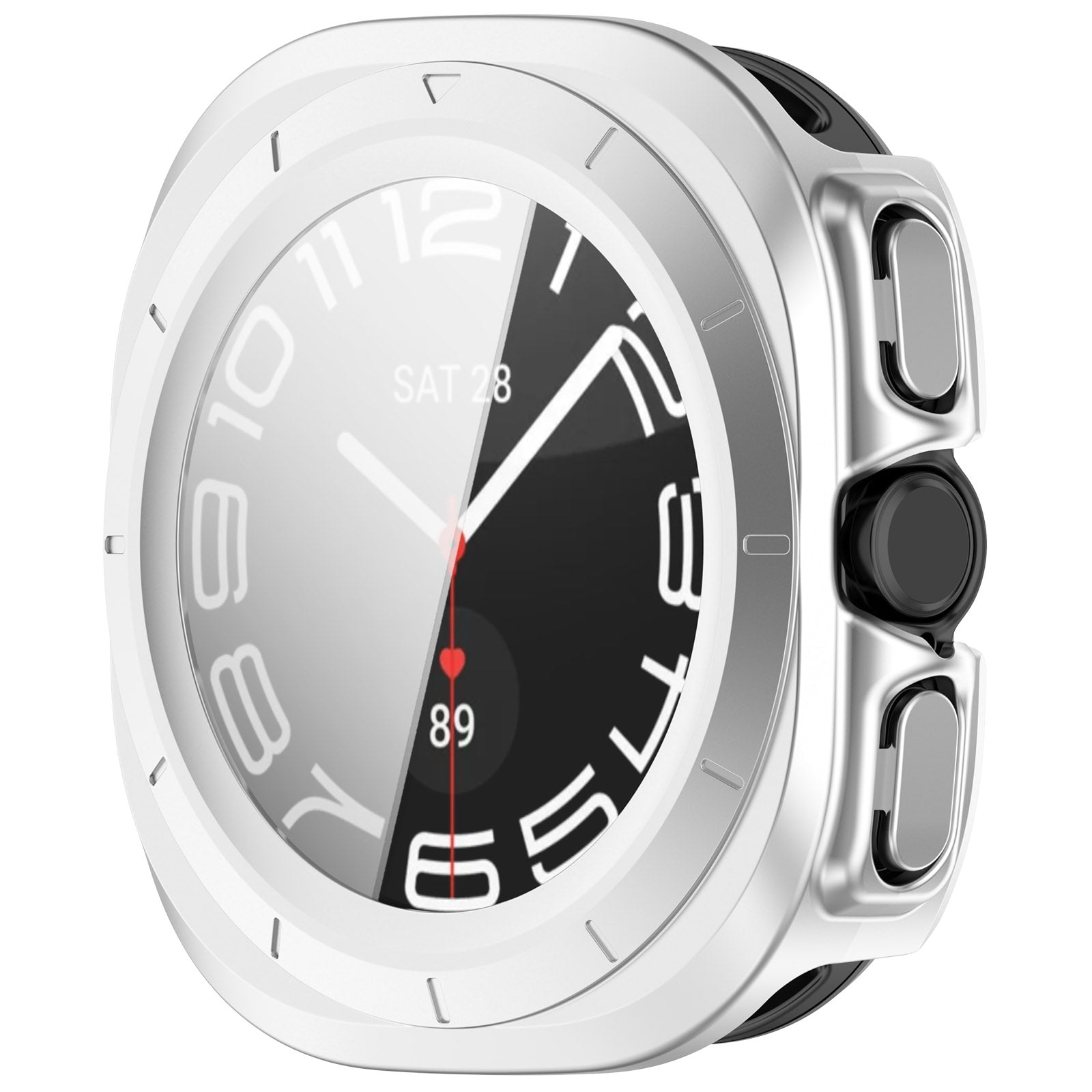 Schutzhülle mit Glas für Galaxy Watch Ultra 2 / 1, Bizon Case+Glass Watch, satiniertes Silbern
