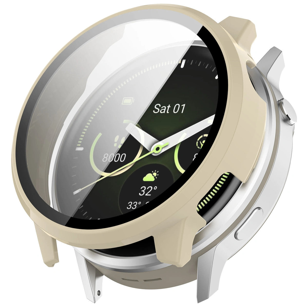 Schutzhülle mit Glas für Garmin Venu 4 41 mm, Bizon Case Watch Adamo, Beige