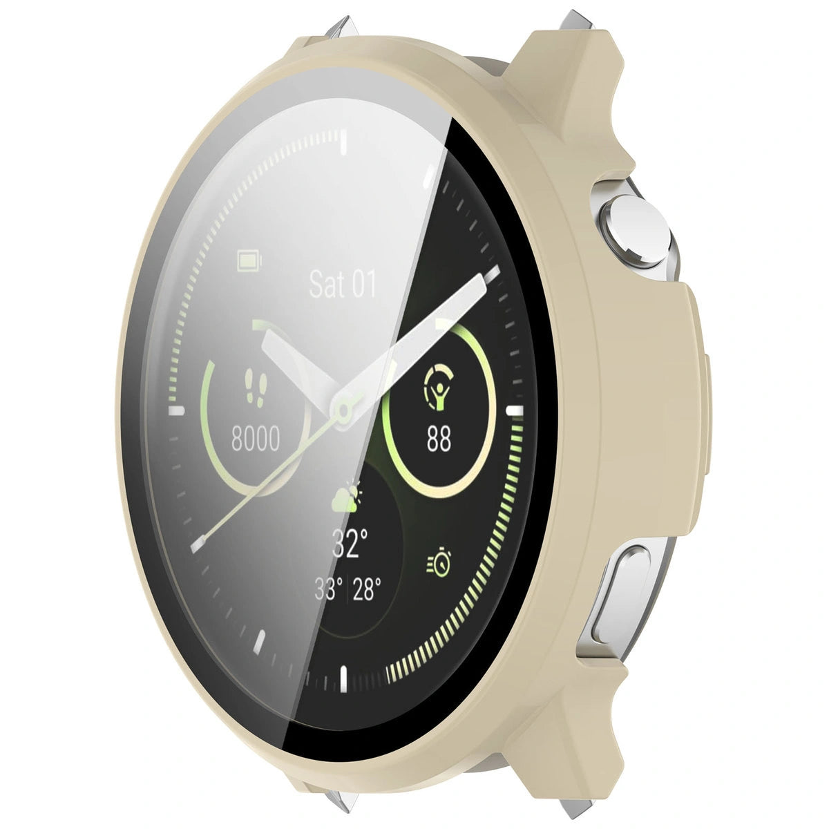 Schutzhülle mit Glas für Garmin Venu 4 41 mm, Bizon Case Watch Adamo, Beige
