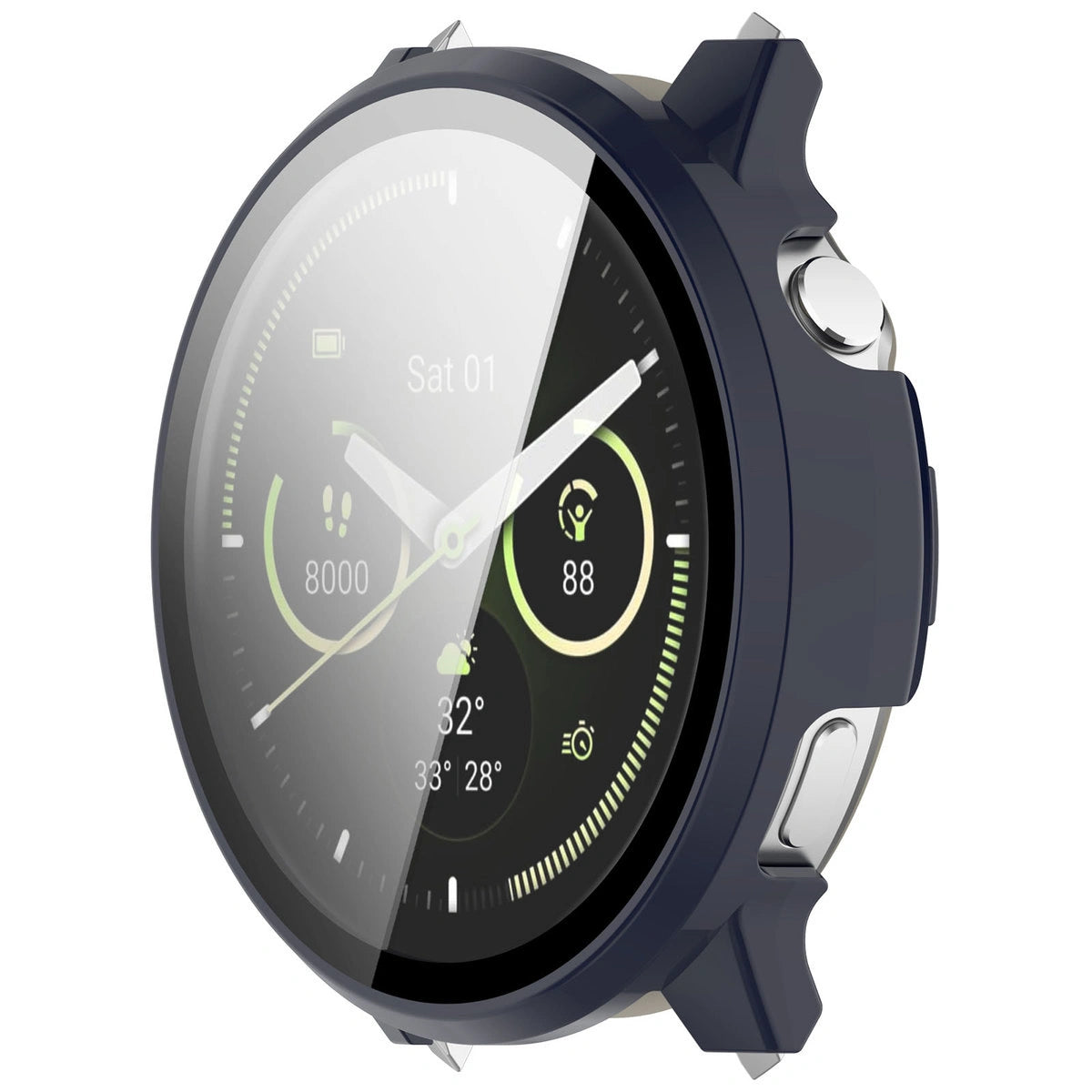 Schutzhülle mit Glas für Garmin Venu 4 41 mm, Bizon Case Watch Adamo, Dunkelblau