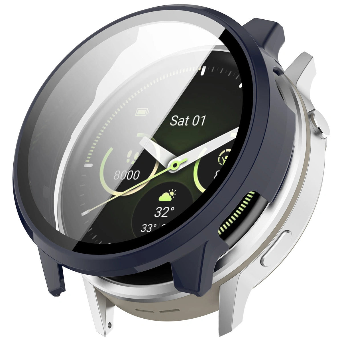 Schutzhülle mit Glas für Garmin Venu 4 45 mm, Bizon Case Watch Adamo, Dunkelblau