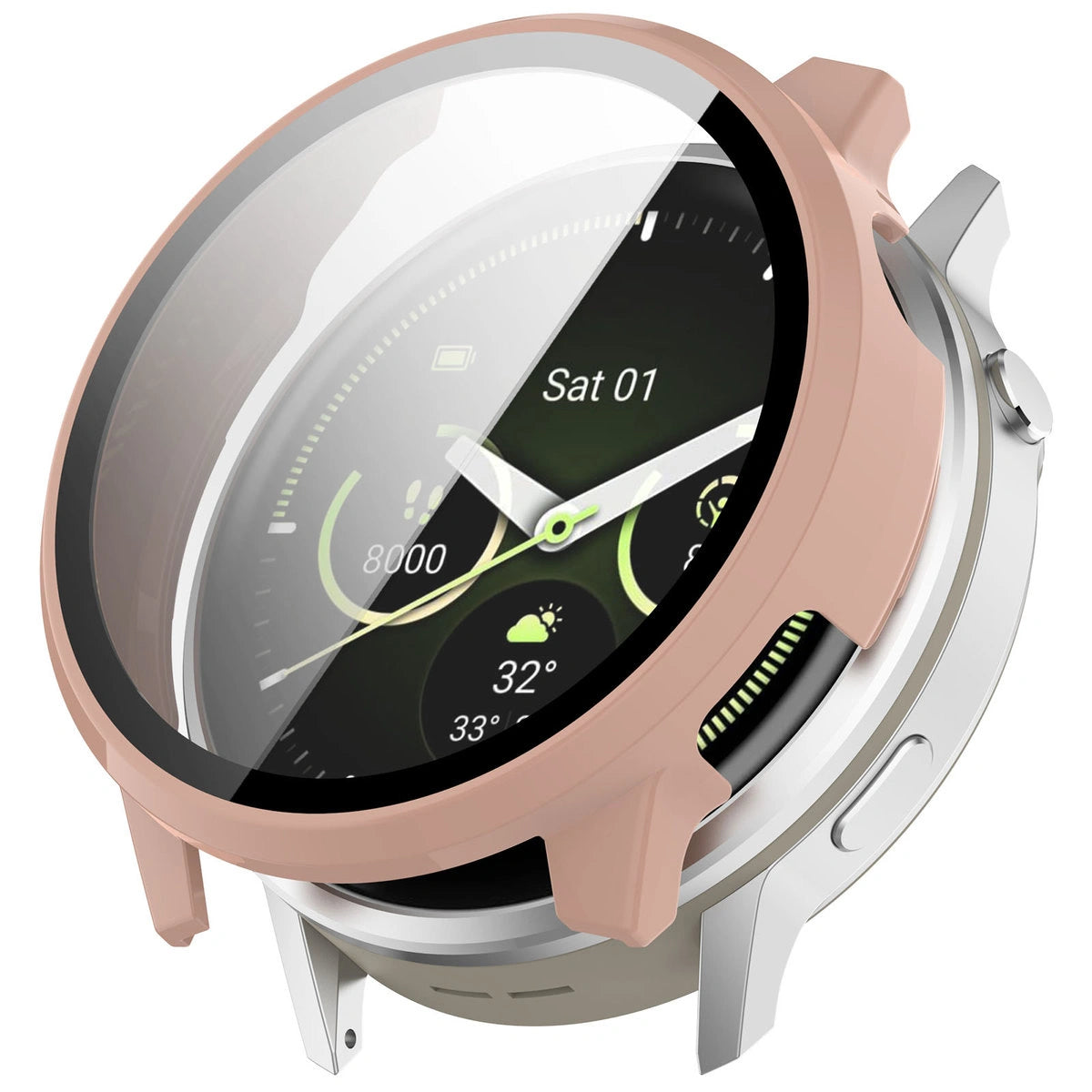Schutzhülle mit Glas für Garmin Venu 4 45 mm, Bizon Case Watch Adamo, Rosa