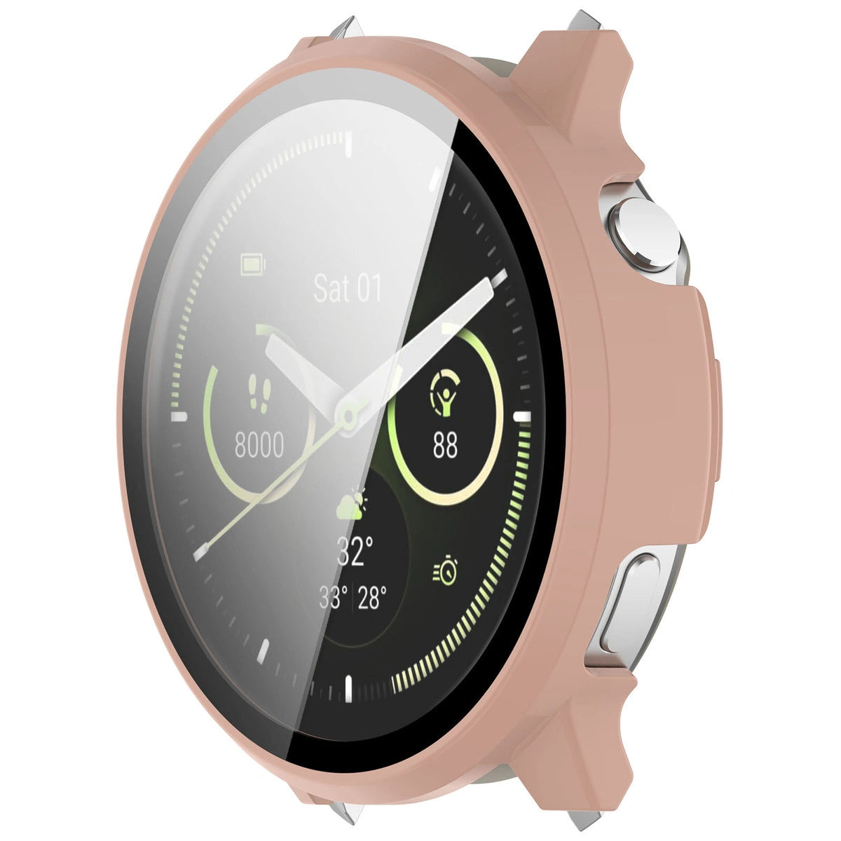 Schutzhülle mit Glas für Garmin Venu 4 45 mm, Bizon Case Watch Adamo, Rosa