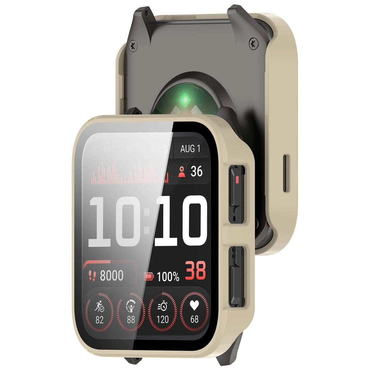 Schutzhülle mit Glas für Garmin Venu X1, Bizon Case+Glass Watch, Beige