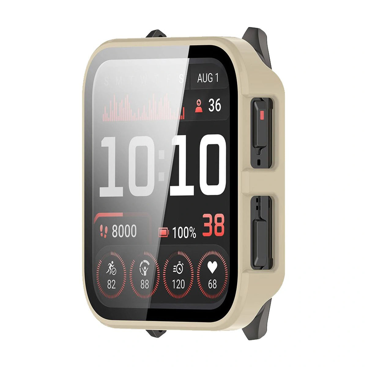 Schutzhülle mit Glas für Garmin Venu X1, Bizon Case+Glass Watch, Beige
