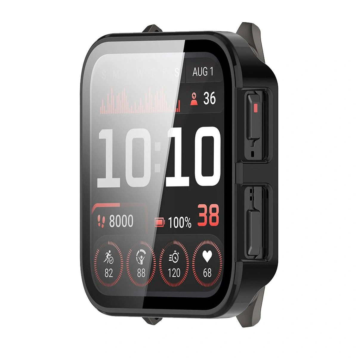 Schutzhülle mit Glas für Garmin Venu X1, Bizon Case+Glass Watch, Schwarz