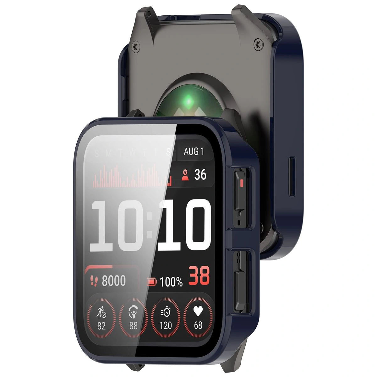 Schutzhülle mit Glas für Garmin Venu X1, Bizon Case+Glass Watch, Blau