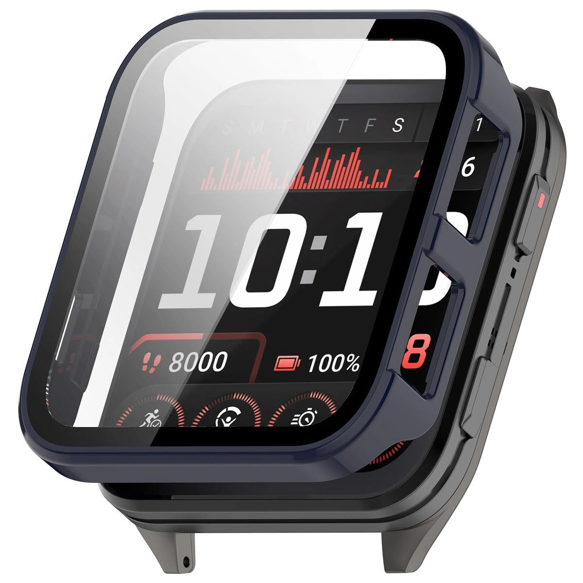 Schutzhülle mit Glas für Garmin Venu X1, Bizon Case+Glass Watch, Blau