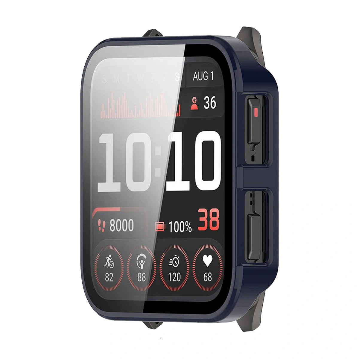 Schutzhülle mit Glas für Garmin Venu X1, Bizon Case+Glass Watch, Blau