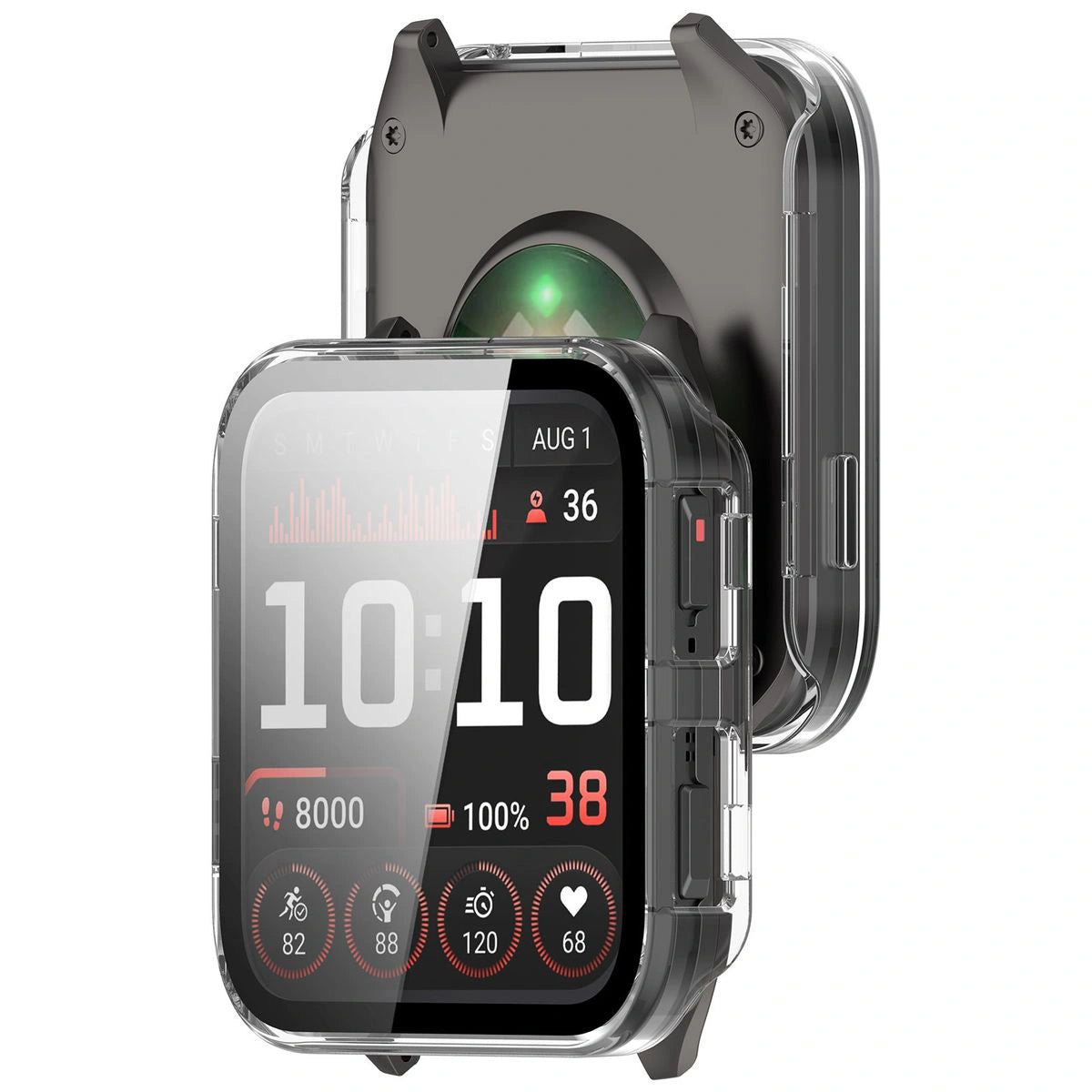 Schutzhülle mit Glas für Garmin Venu X1, Bizon Case+Glass Watch, Transparent