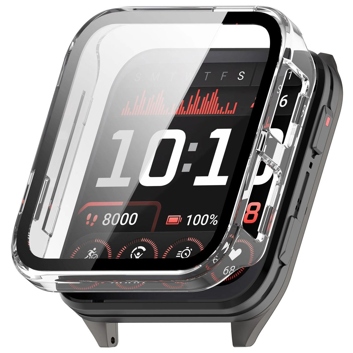 Schutzhülle mit Glas für Garmin Venu X1, Bizon Case+Glass Watch, Transparent