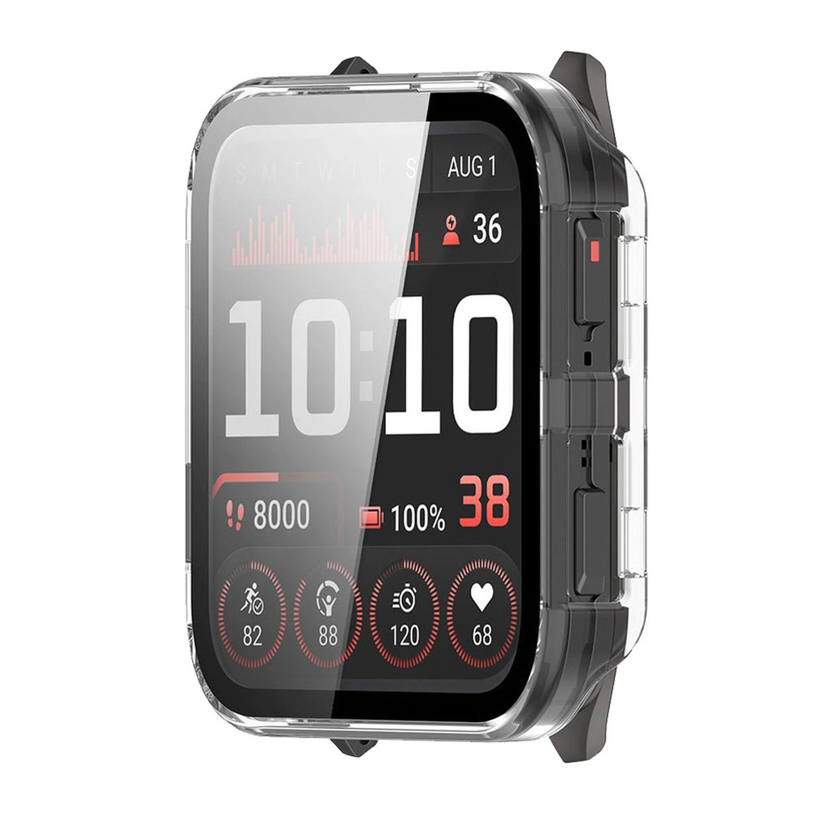 Schutzhülle mit Glas für Garmin Venu X1, Bizon Case+Glass Watch, Transparent