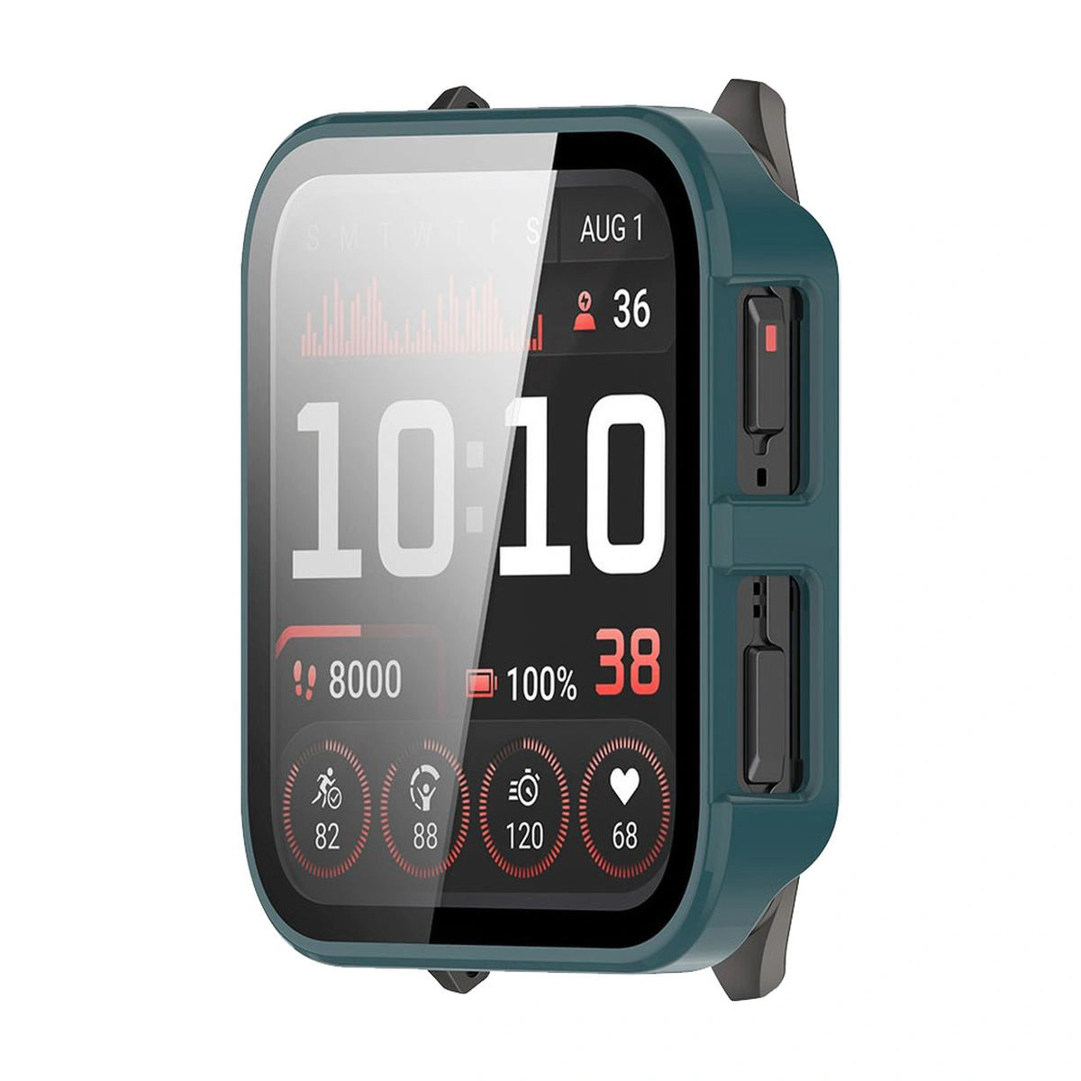 Schutzhülle mit Glas für Garmin Venu X1, Bizon Case+Glass Watch, Grün