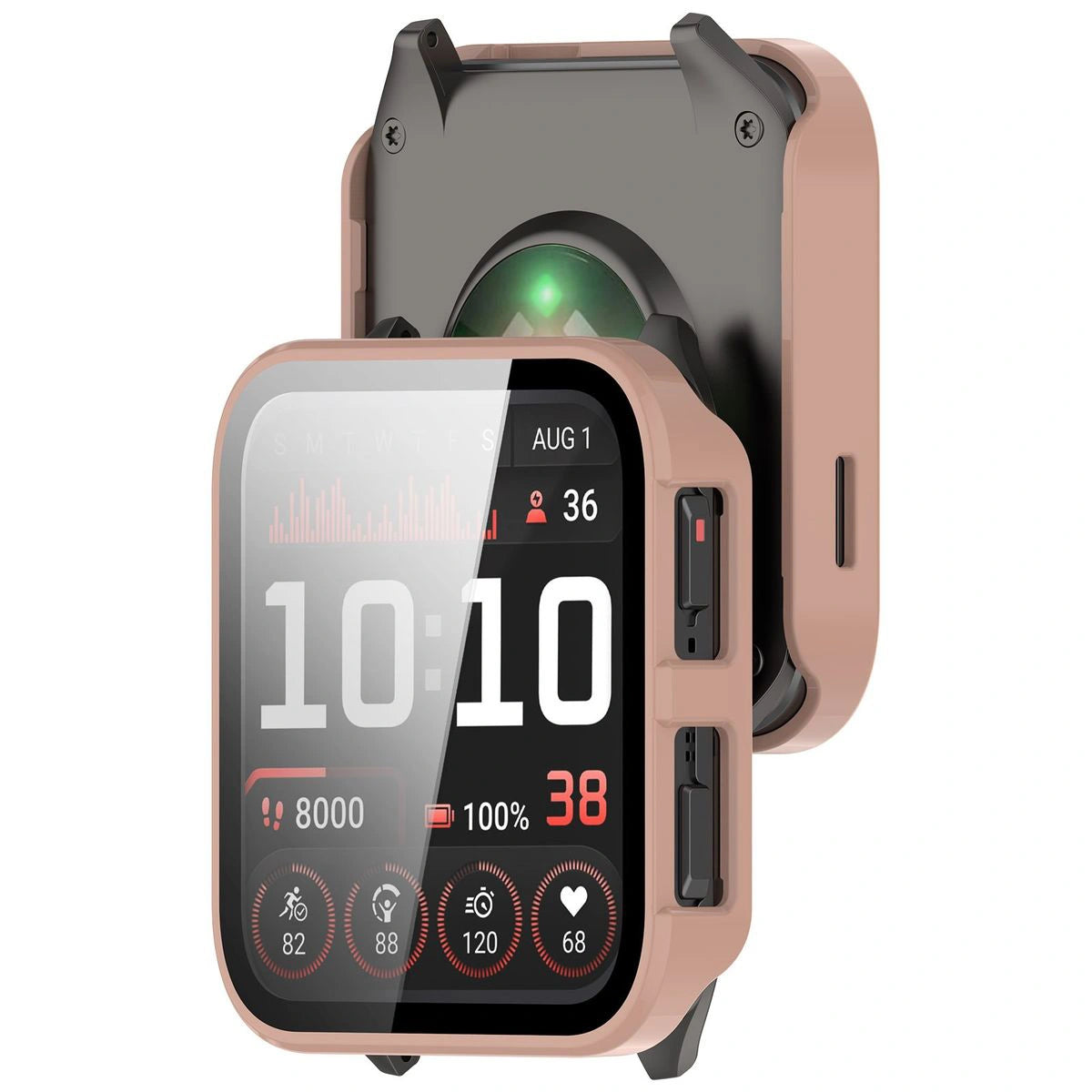 Schutzhülle mit Glas für Garmin Venu X1, Bizon Case+Glass Watch, Rosa
