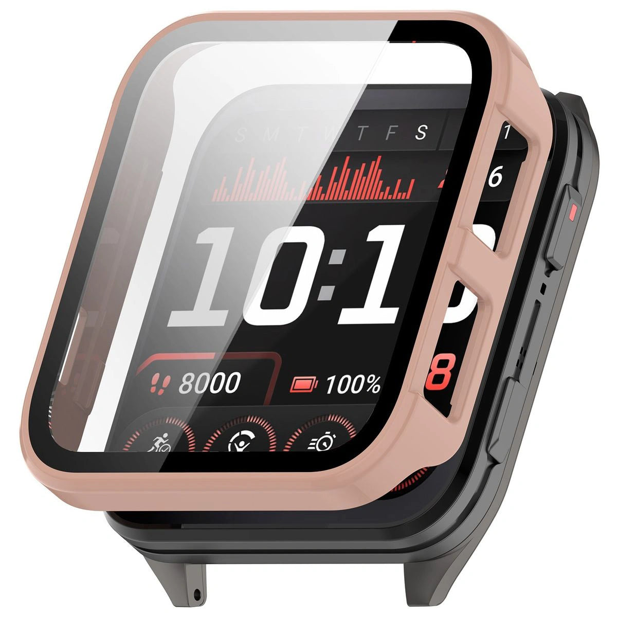 Schutzhülle mit Glas für Garmin Venu X1, Bizon Case+Glass Watch, Rosa