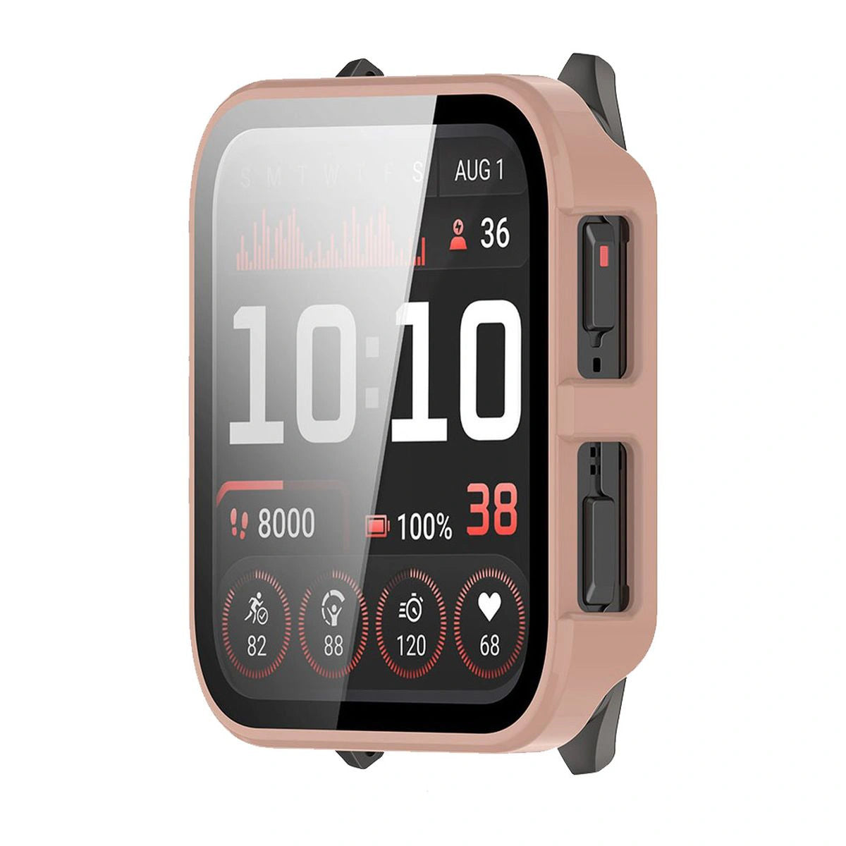 Schutzhülle mit Glas für Garmin Venu X1, Bizon Case+Glass Watch, Rosa
