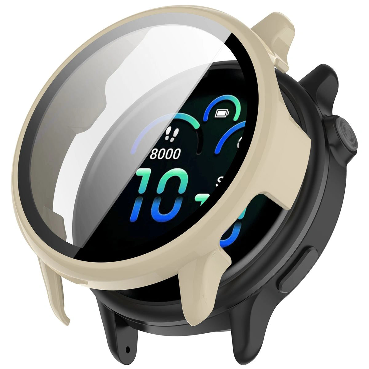 Schutzhülle mit Glas für Garmin Vivoactive 6, Bizon Case+Glass Watch, Beige
