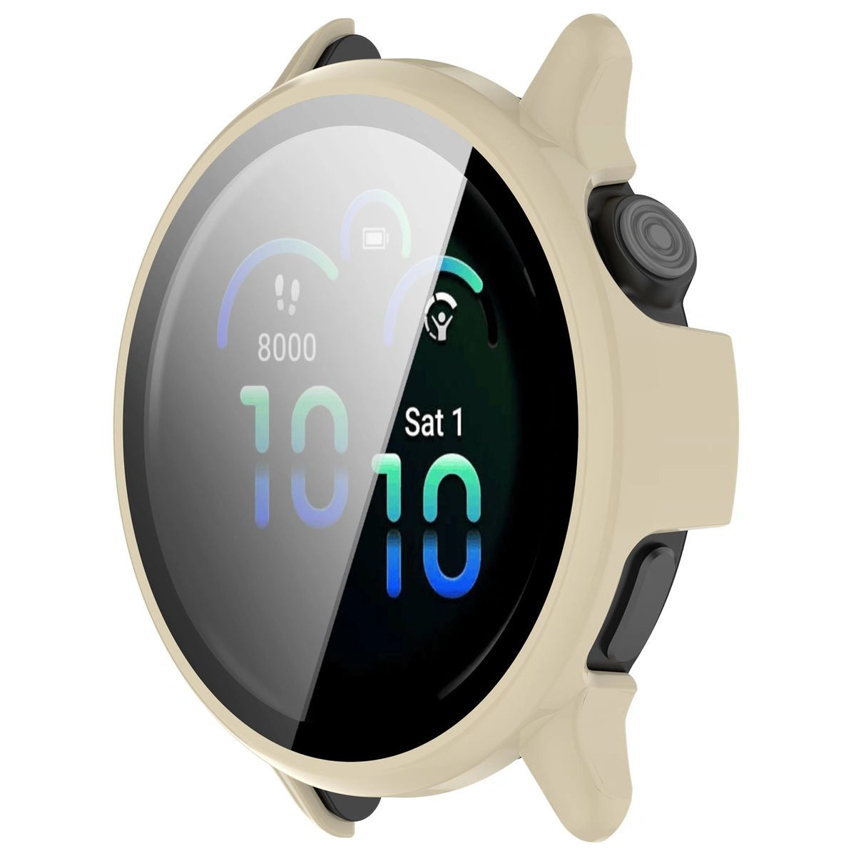 Schutzhülle mit Glas für Garmin Vivoactive 6, Bizon Case+Glass Watch, Beige