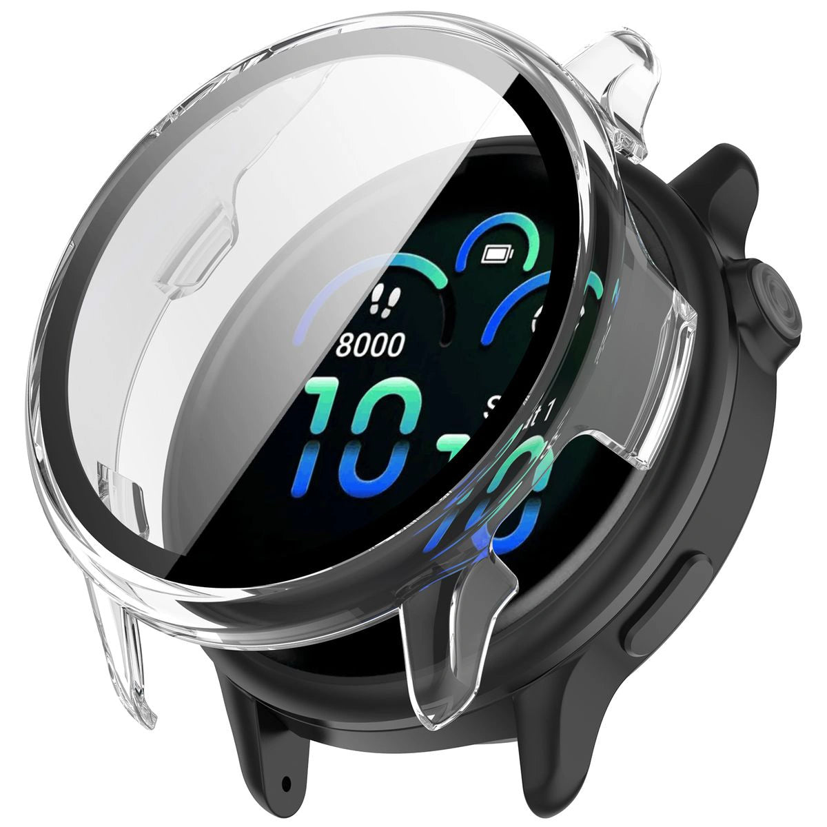 Schutzhülle mit Glas für Garmin Vivoactive 6, Bizon Case+Glass Watch, Trasparent