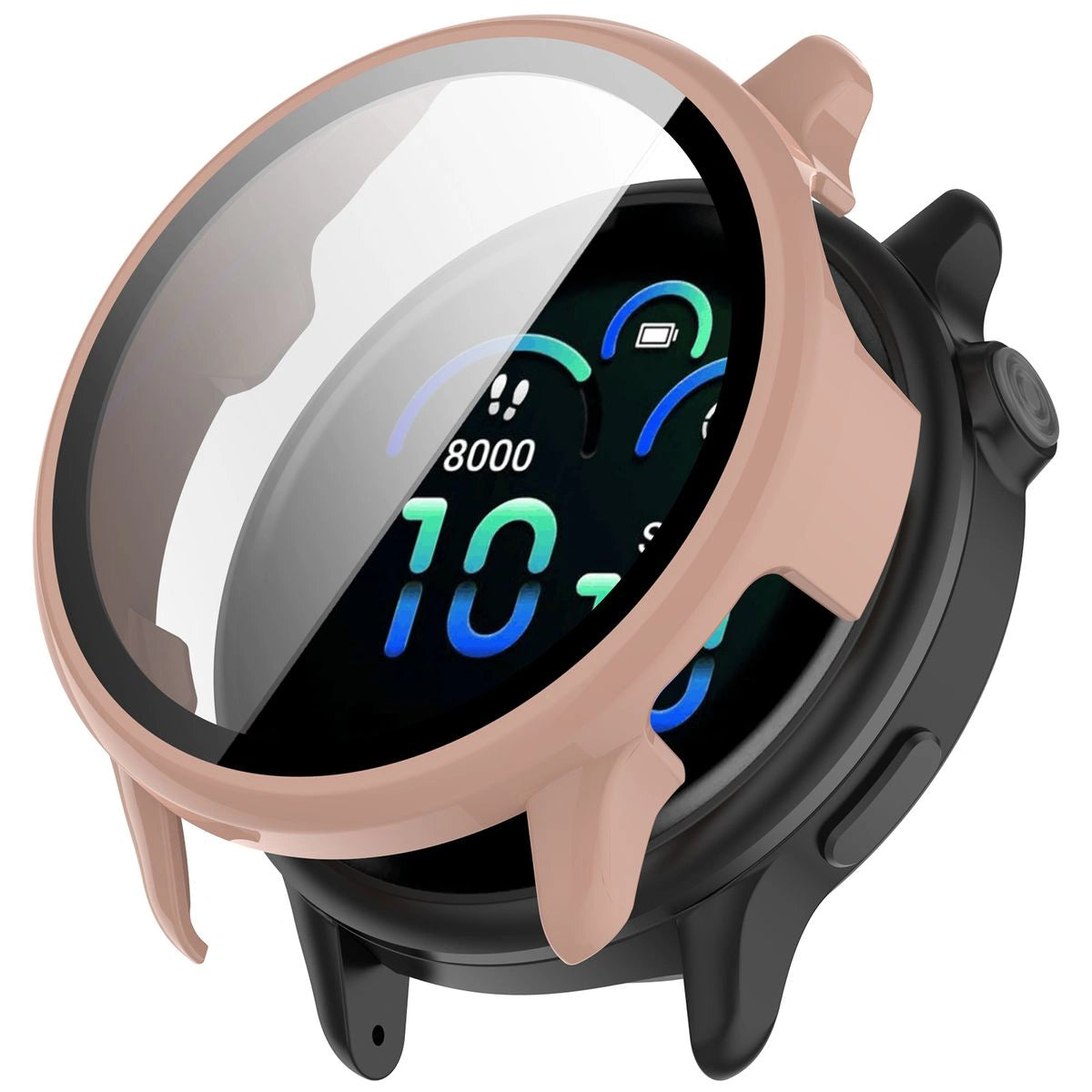 Schutzhülle mit Glas für Garmin Vivoactive 6, Bizon Case+Glass Watch, Rosa