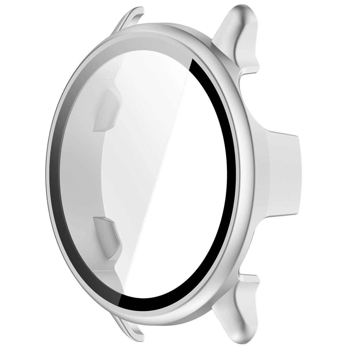 Schutzhülle mit Glas für Garmin Vivoactive 6, Bizon Case+Glass Watch, satiniertes Silbern