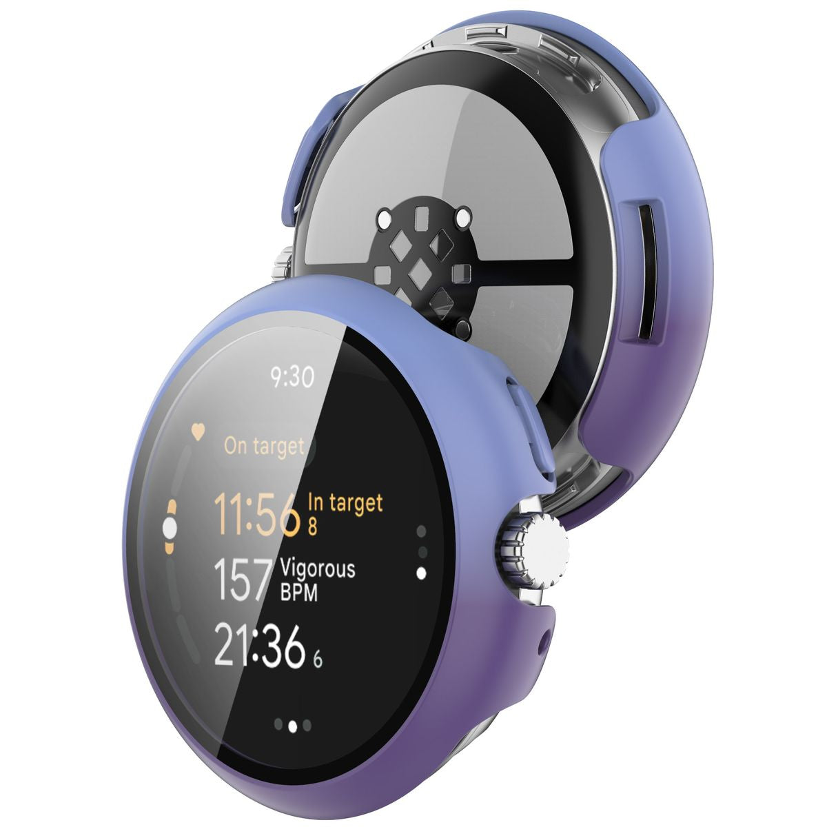 Schutzhülle mit Glas für Google Pixel Watch 3 41mm, Bizon Case Watch Adamo, Blauviolett