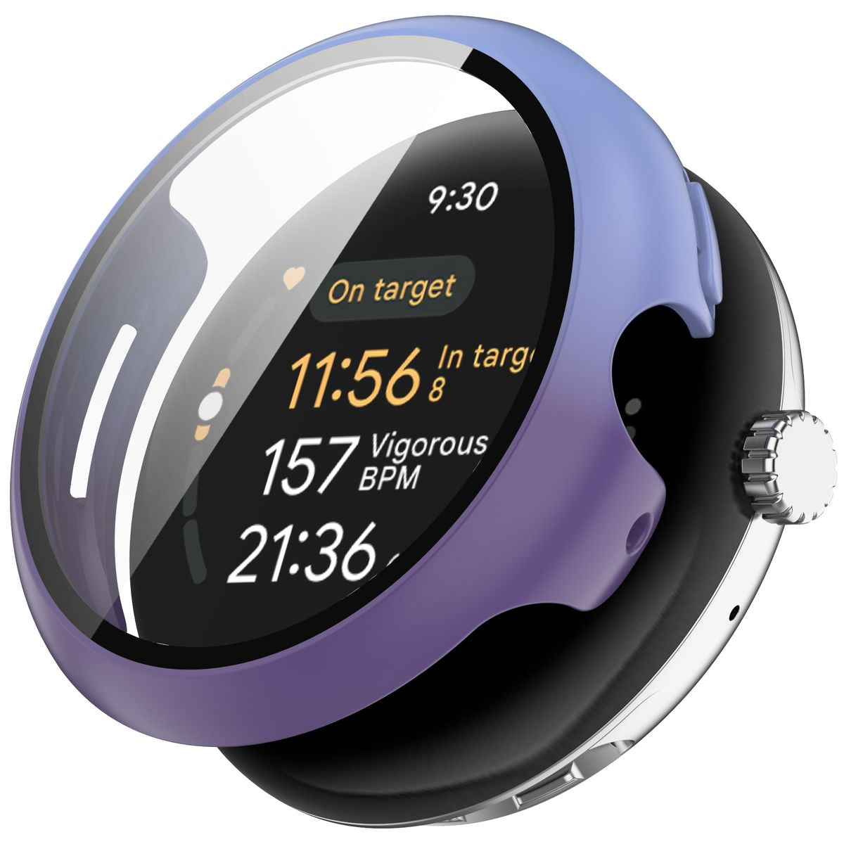 Schutzhülle mit Glas für Google Pixel Watch 3 41mm, Bizon Case Watch Adamo, Blauviolett