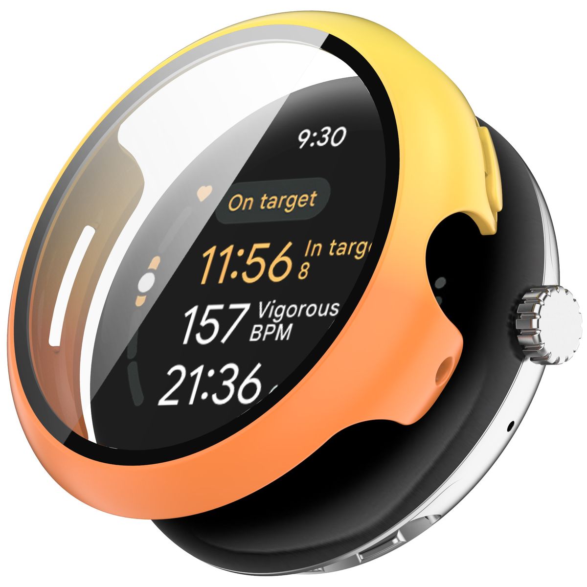 Schutzhülle mit Glas für Google Pixel Watch 3 41mm, Bizon Case Watch Adamo, Gelb-Orange