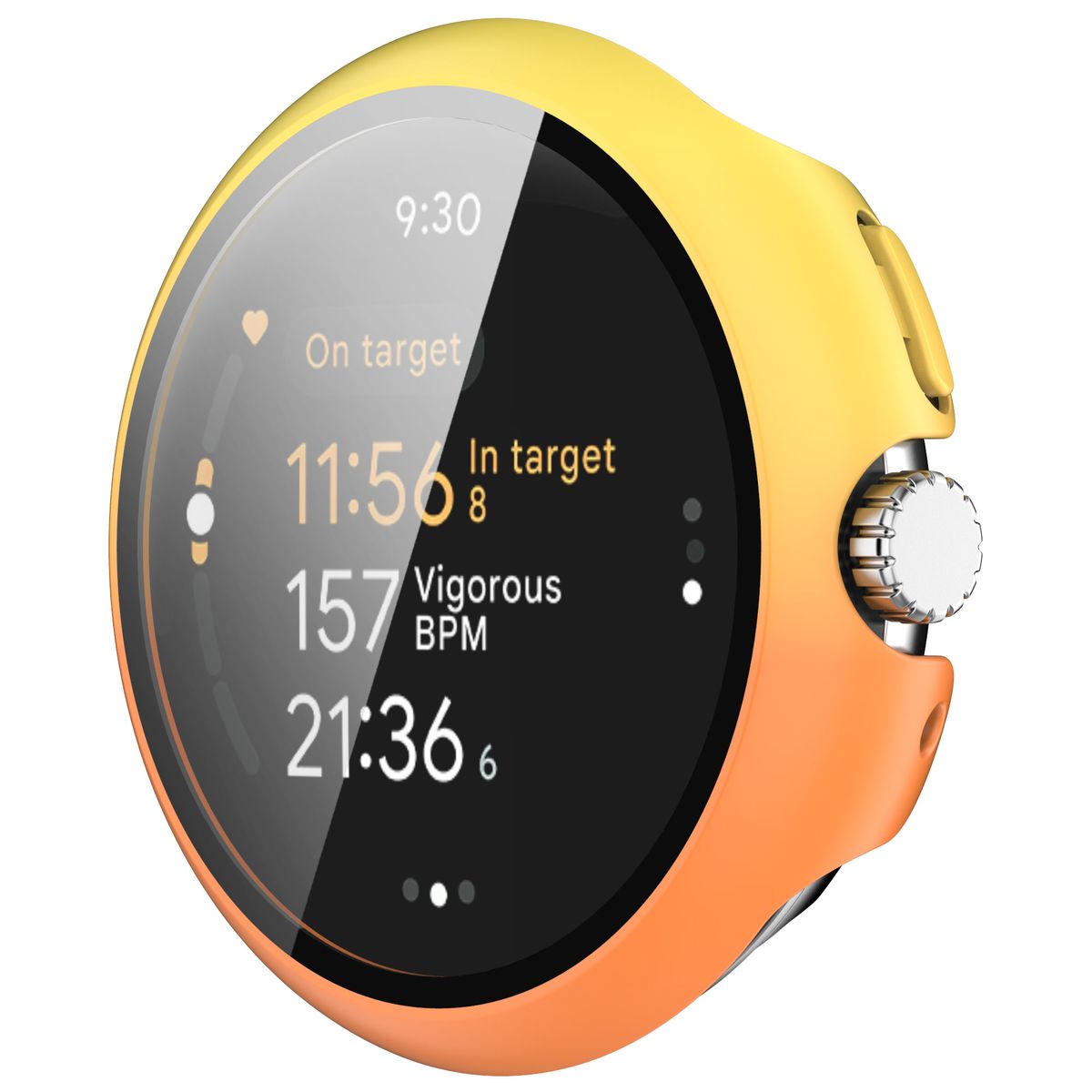 Schutzhülle mit Glas für Google Pixel Watch 3 41mm, Bizon Case Watch Adamo, Gelb-Orange