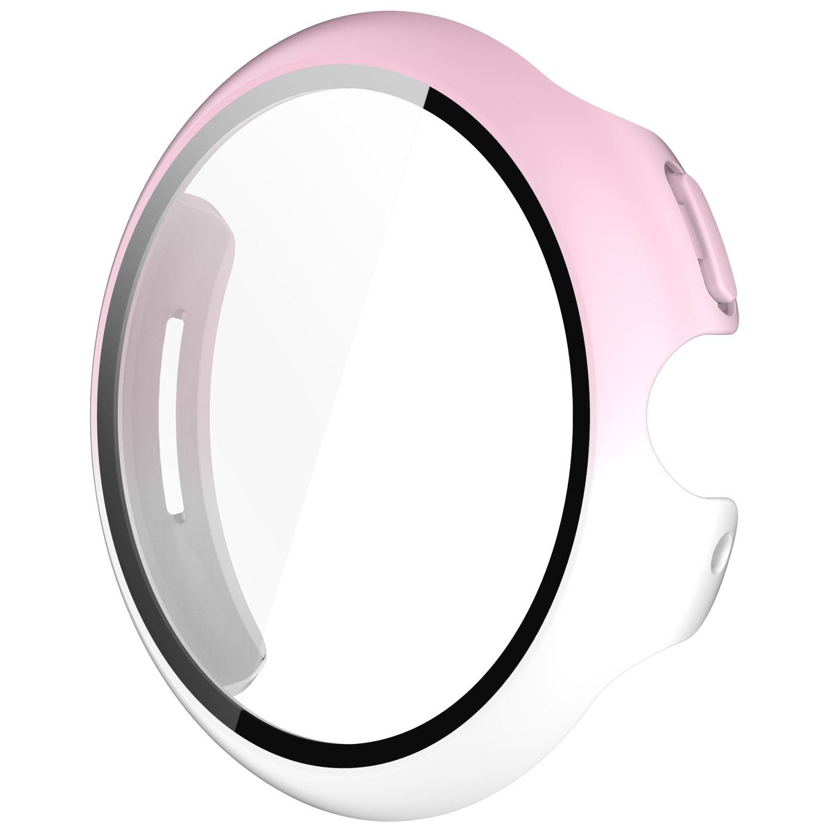 Schutzhülle mit Glas für Google Pixel Watch 3 41mm, Bizon Case Watch Adamo, Weiß-Rosa