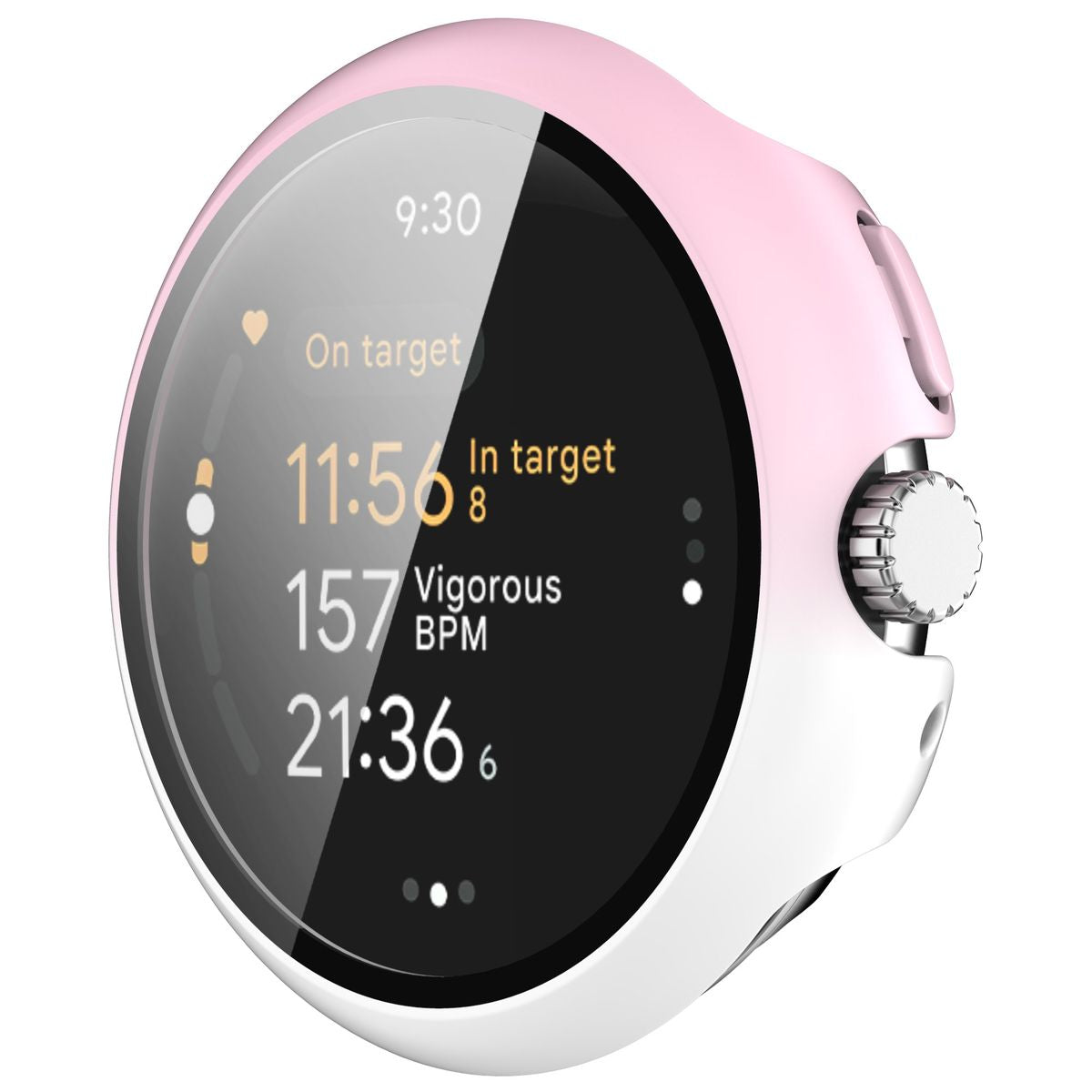Schutzhülle mit Glas für Google Pixel Watch 3 41mm, Bizon Case Watch Adamo, Weiß-Rosa
