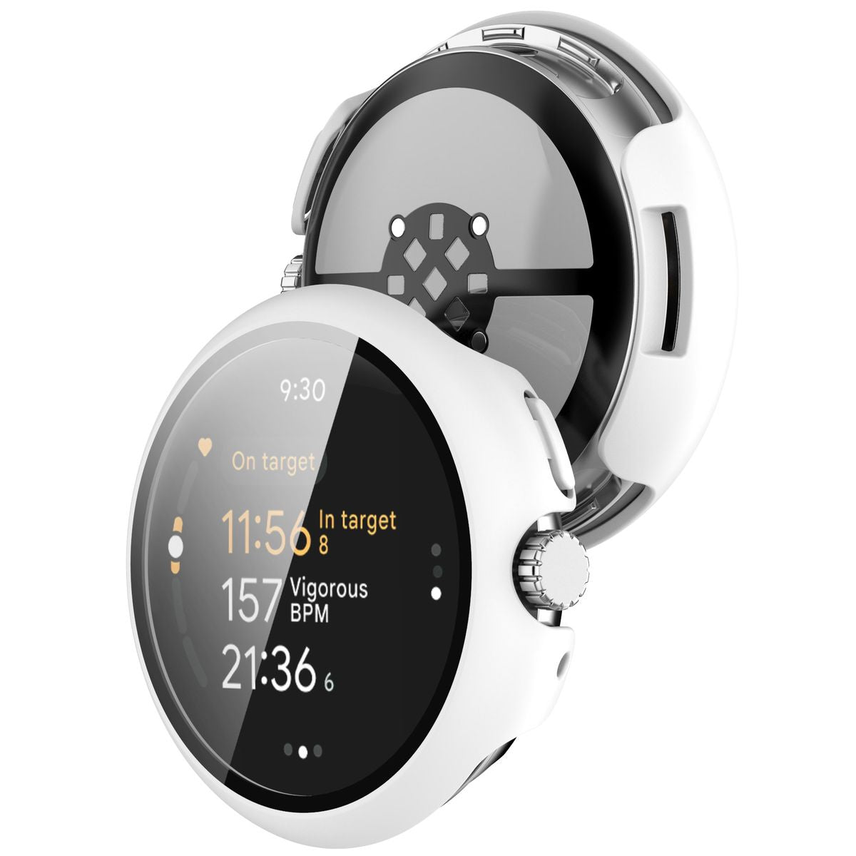 Schutzhülle mit Glas für Google Pixel Watch 3 41mm, Bizon Case Watch Adamo, Weiß