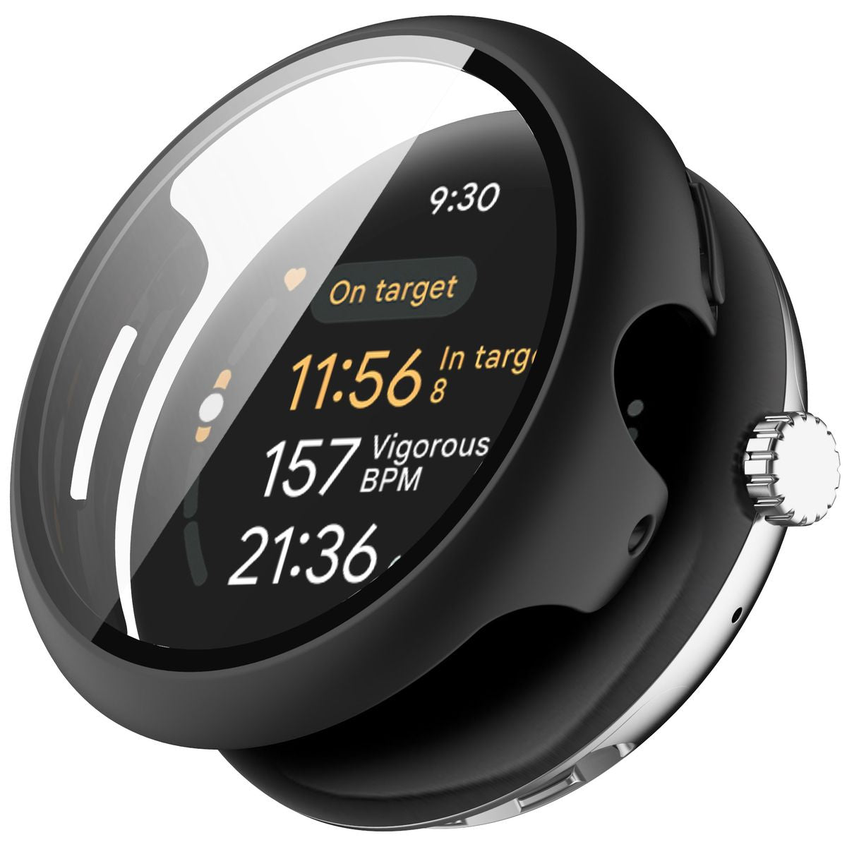 Schutzhülle mit Glas für Google Pixel Watch 3 45mm, Bizon Case Watch Adamo, Schwarz