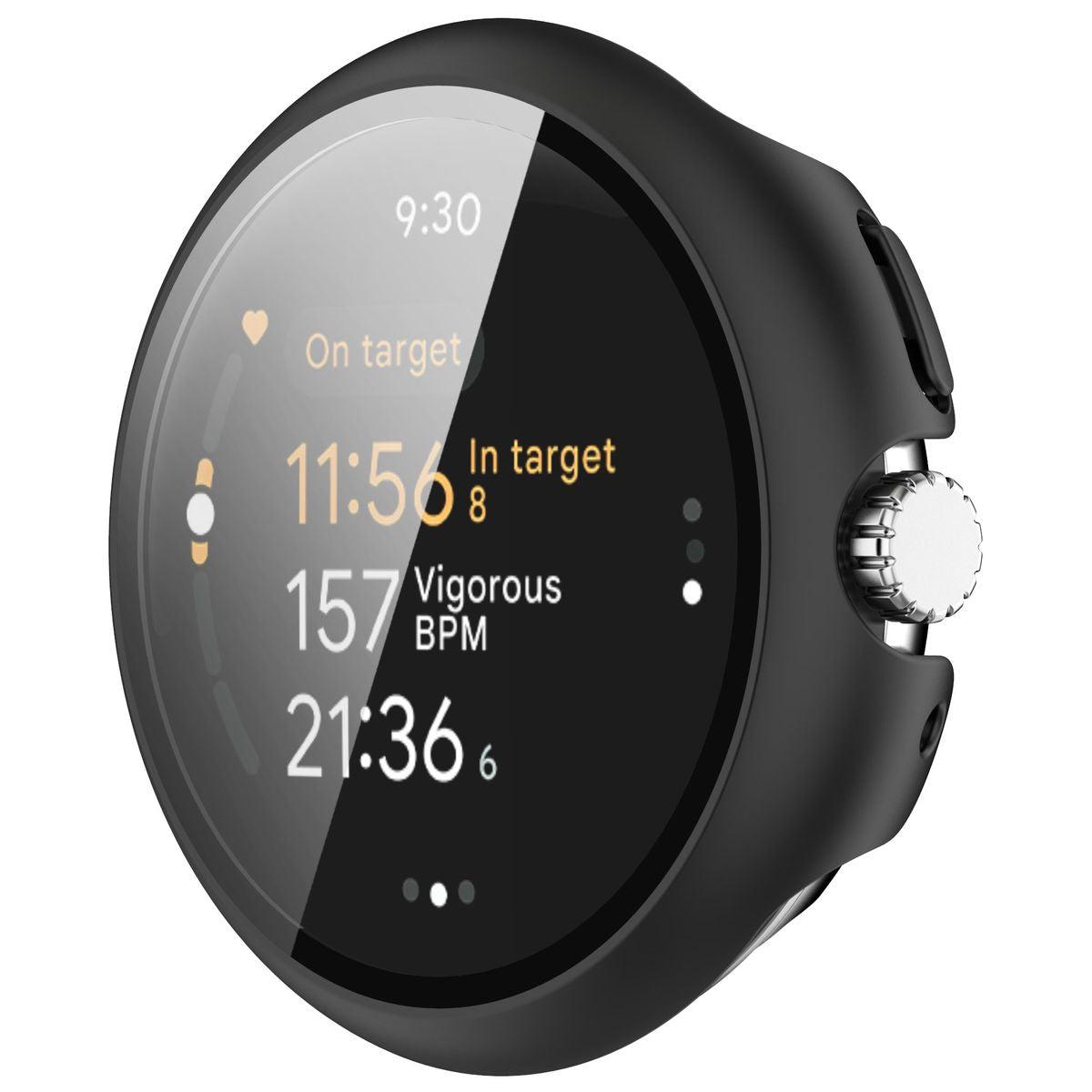 Schutzhülle mit Glas für Google Pixel Watch 3 45mm, Bizon Case Watch Adamo, Schwarz