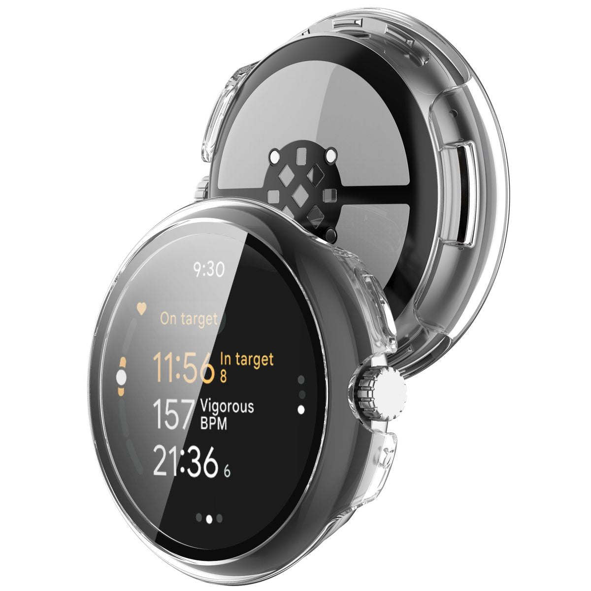 Schutzhülle mit Glas für Google Pixel Watch 3 45mm, Bizon Case+Glass Watch, Transparent