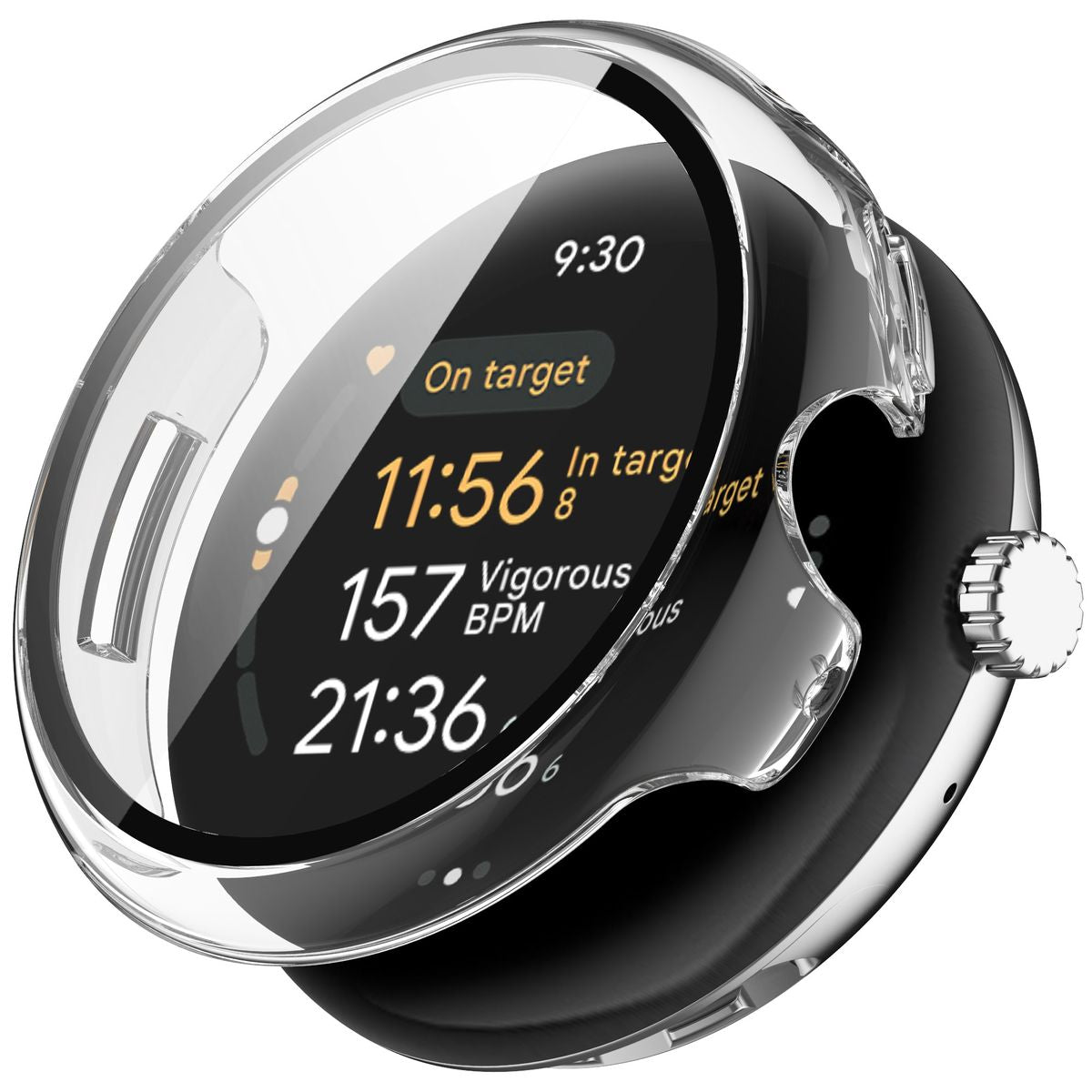 Schutzhülle mit Glas für Google Pixel Watch 3 45mm, Bizon Case+Glass Watch, Transparent