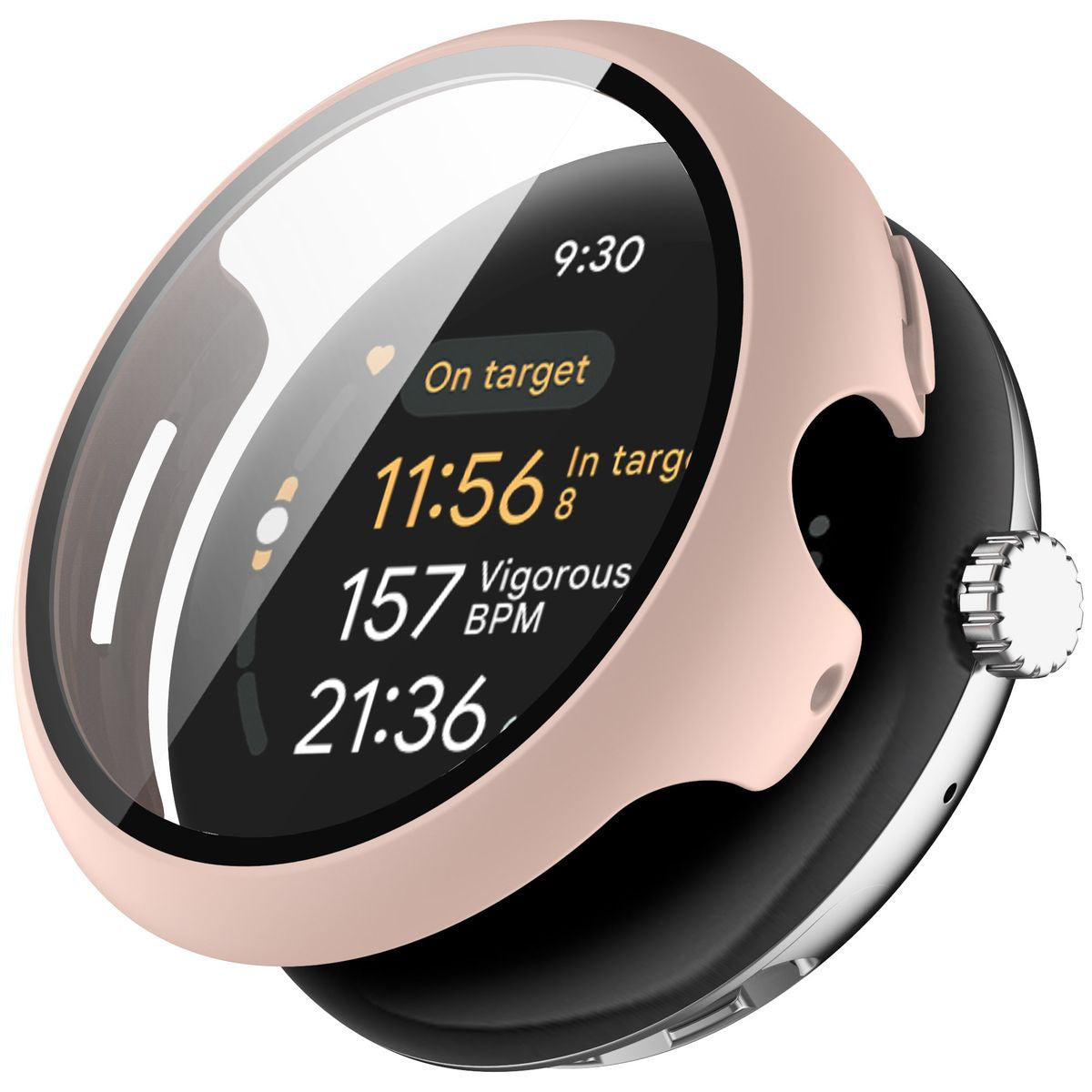 Schutzhülle mit Glas für Google Pixel Watch 3 45mm, Bizon Case Watch Adamo, Rosa