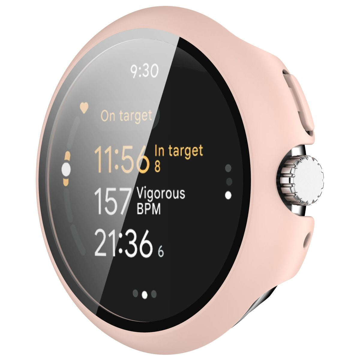 Schutzhülle mit Glas für Google Pixel Watch 3 45mm, Bizon Case Watch Adamo, Rosa