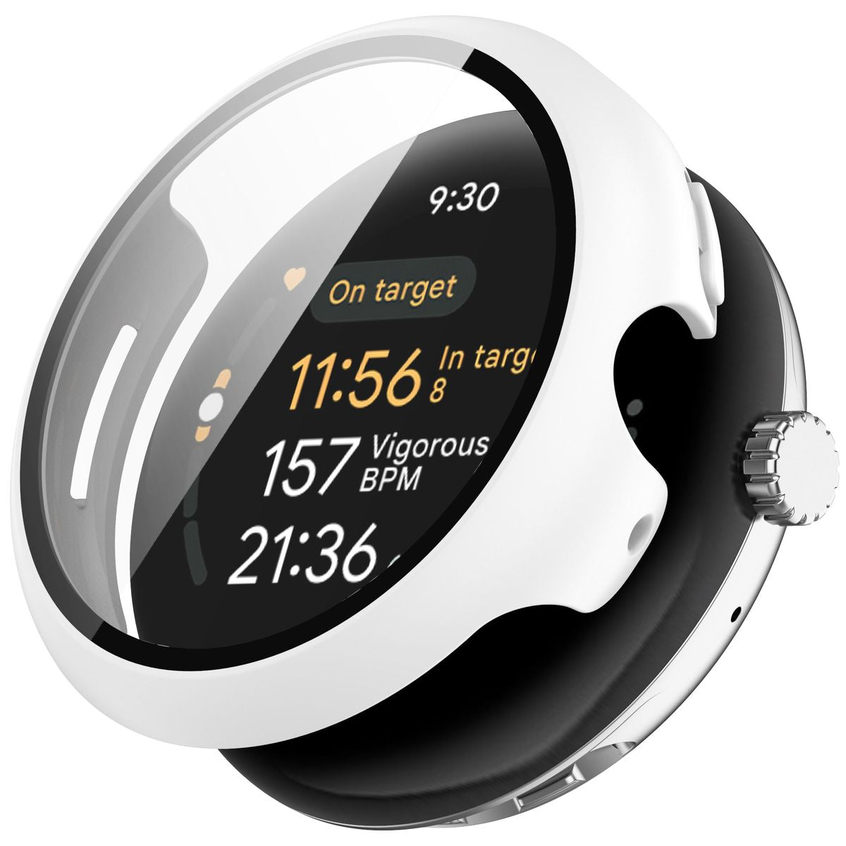 Schutzhülle mit Glas für Google Pixel Watch 3 45mm, Bizon Case Watch Adamo, Weiß