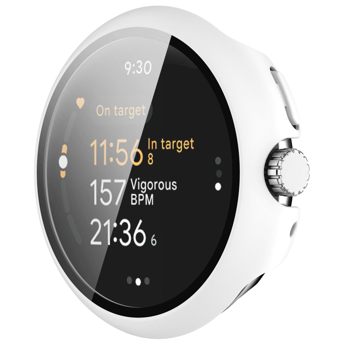 Schutzhülle mit Glas für Google Pixel Watch 3 45mm, Bizon Case Watch Adamo, Weiß