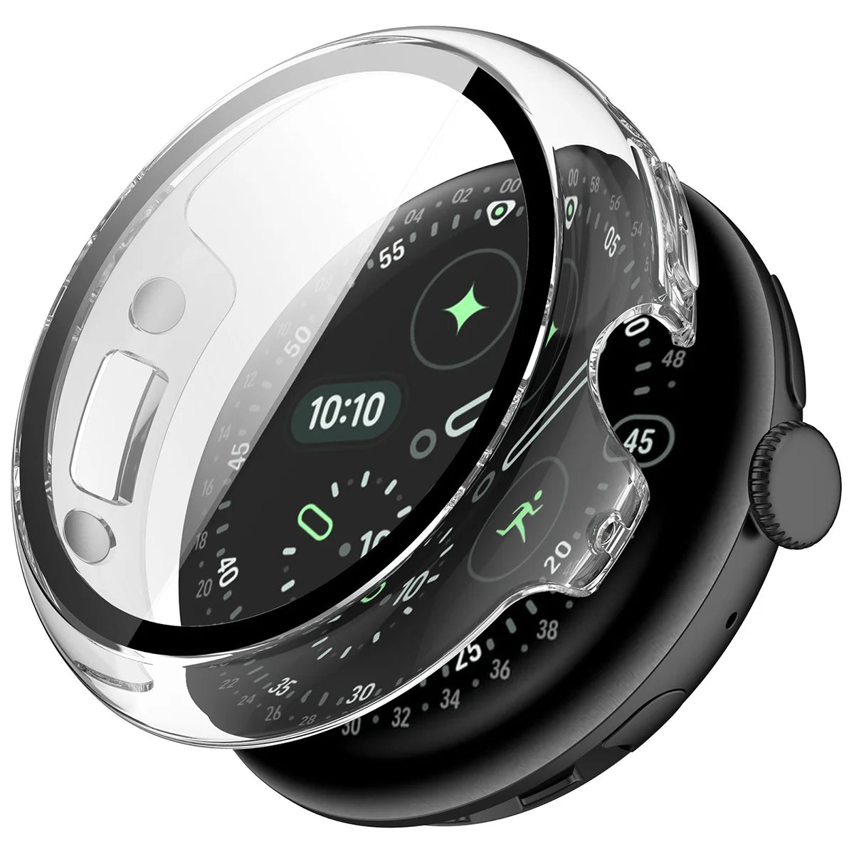 Schutzhülle mit Glas für Google Pixel Watch 4 41 mm, Bizon Case Watch Adamo, Transparent