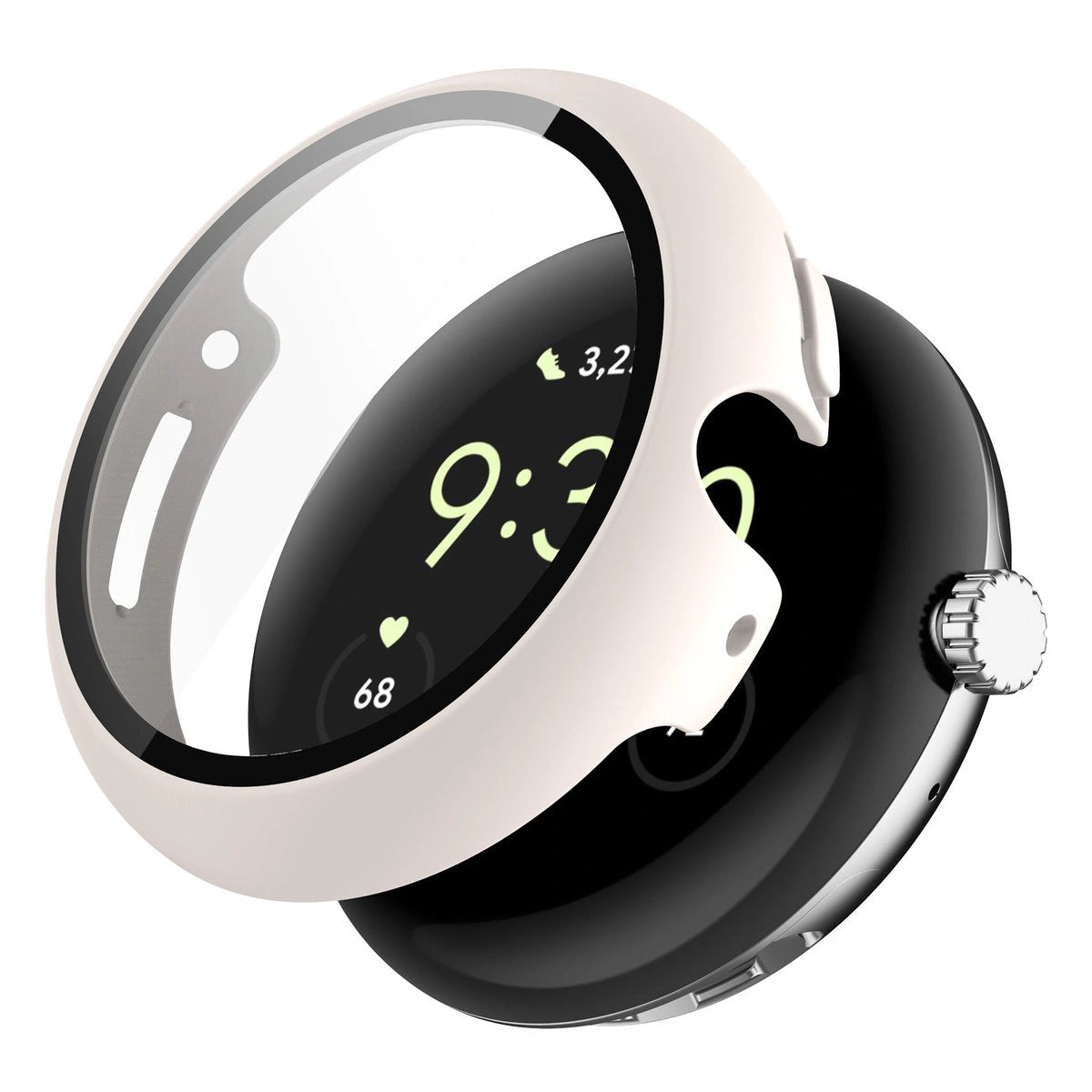 Schutzhülle mit Glas für Google Pixel Watch 4 41 mm, Bizon Case Watch Adamo, Mattbeige