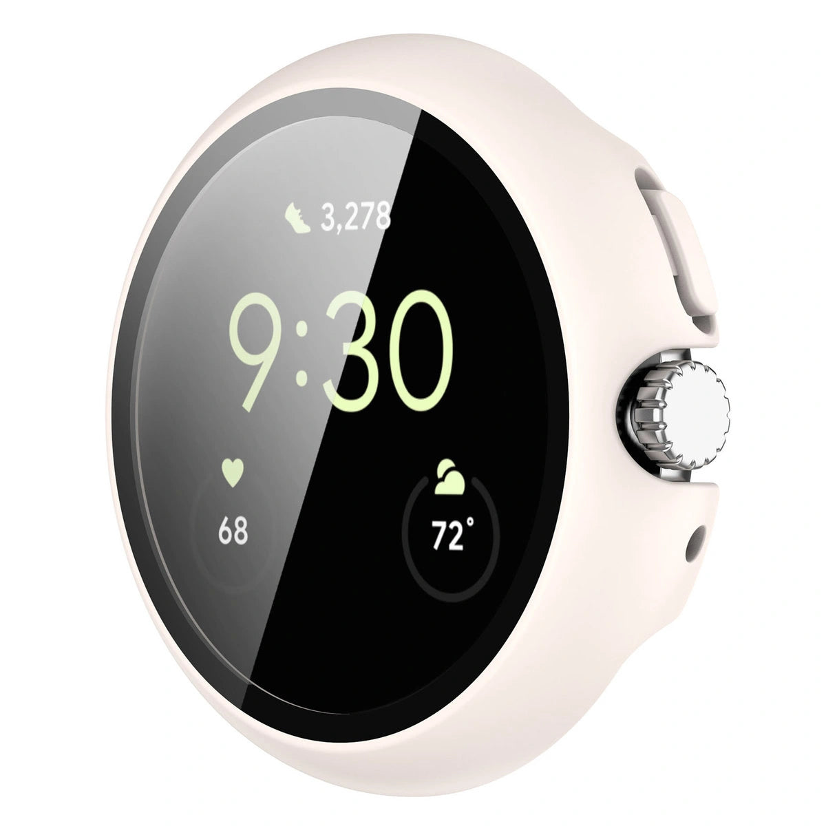 Schutzhülle mit Glas für Google Pixel Watch 4 41 mm, Bizon Case Watch Adamo, Mattbeige